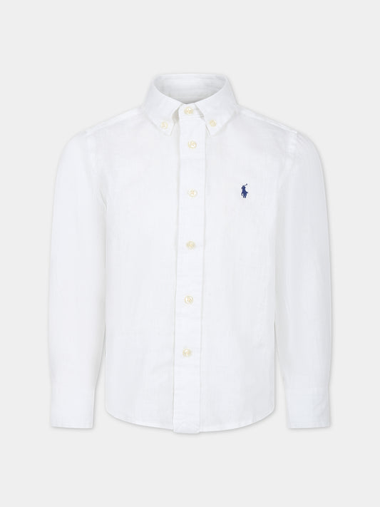 Camicia bianca per bambino con cavallino,Ralph Lauren Kids,865270005