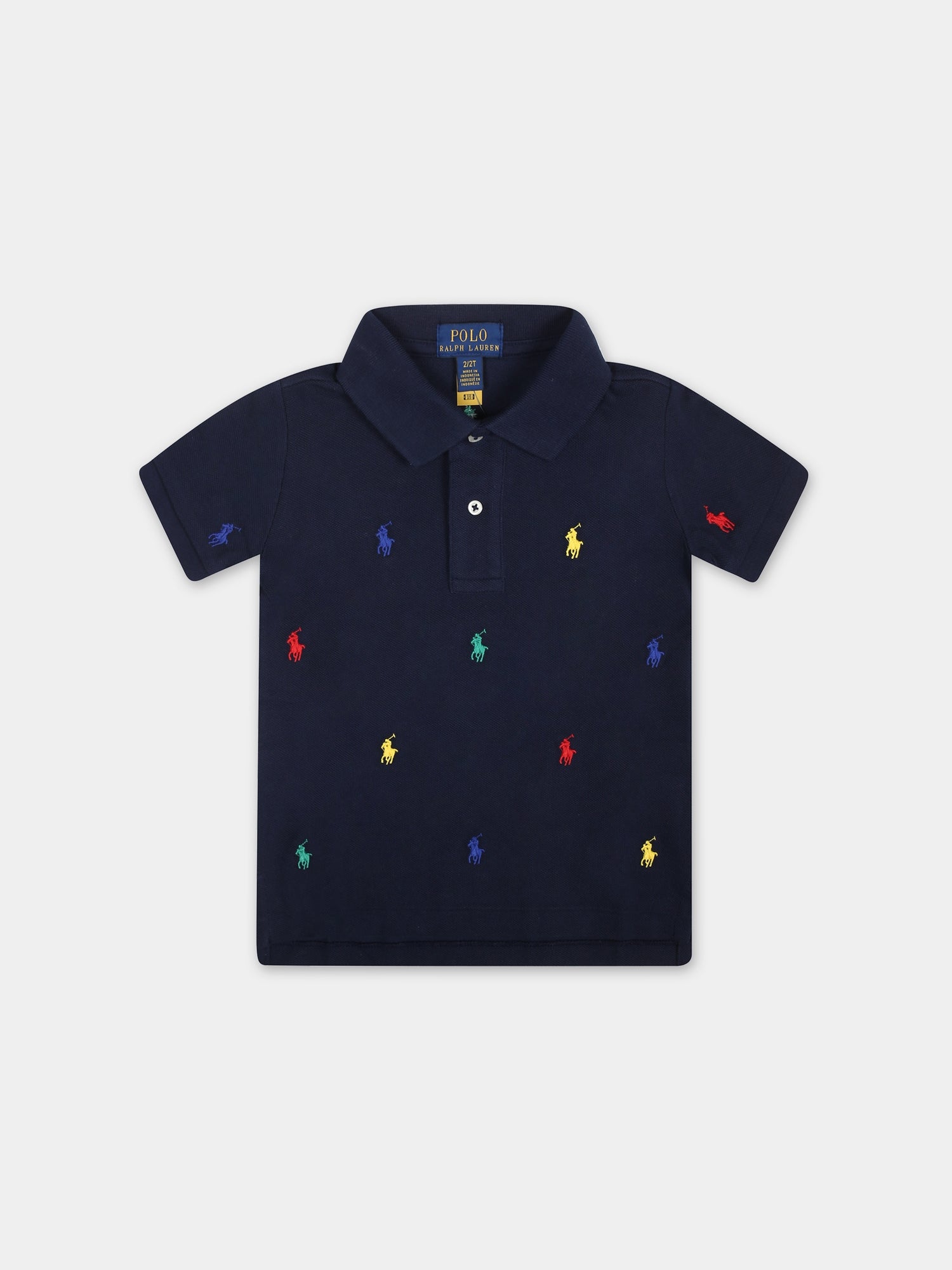 Polo blu per neonato con cavallino,Ralph Lauren Kids,882605005