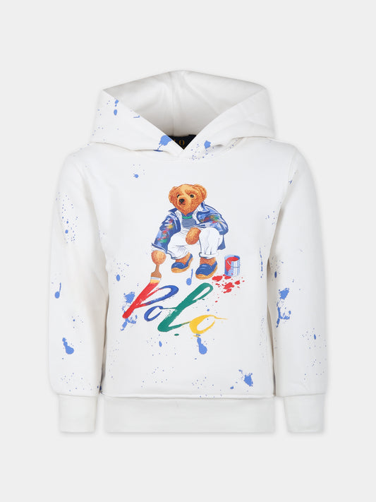 Felpa bianca per bambino Polo Bear,Ralph Lauren Kids,925582001