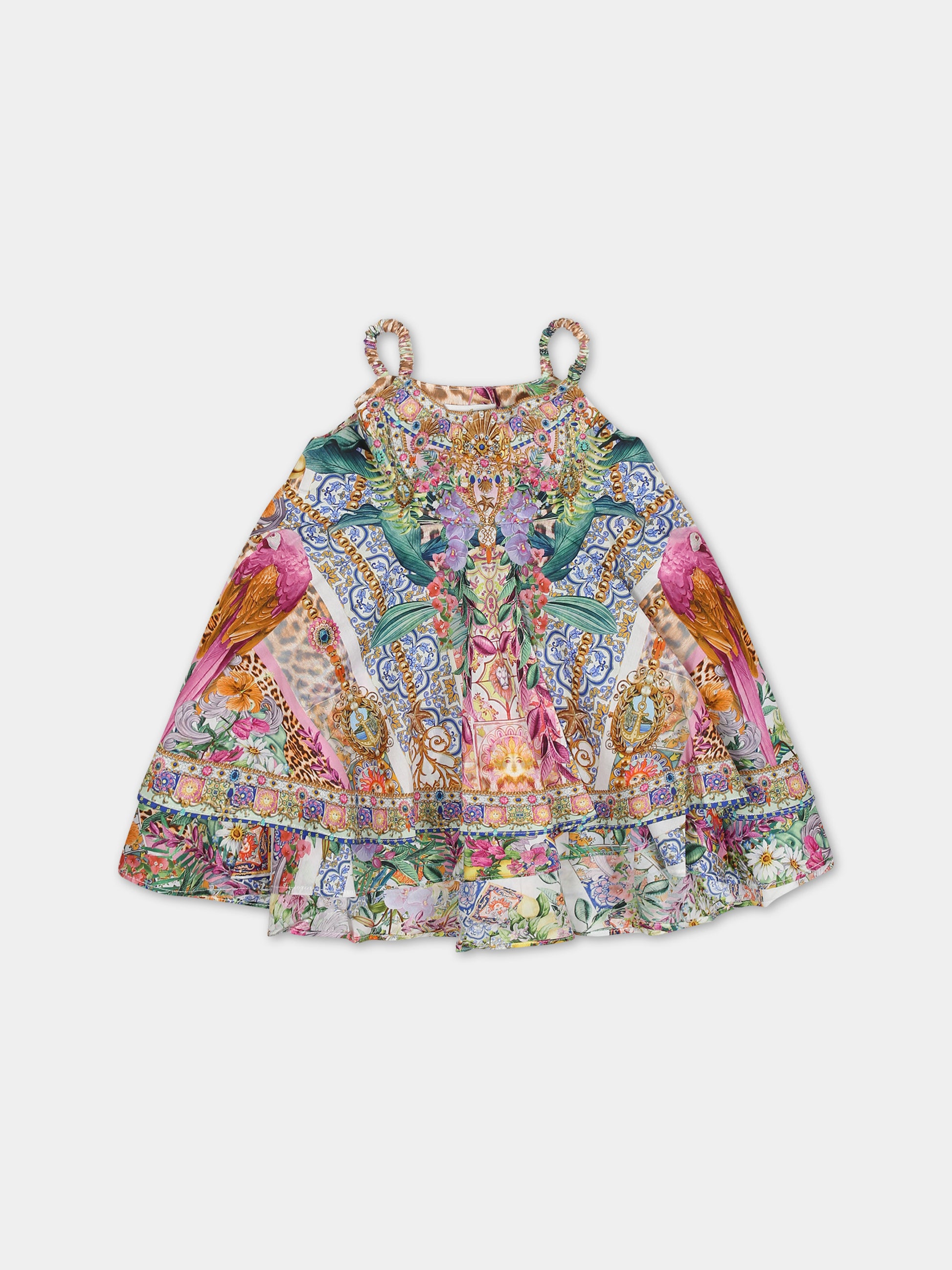 Vestito multicolor per neonata con stampa floreale,Camilla,00025794 FLOWNEPT