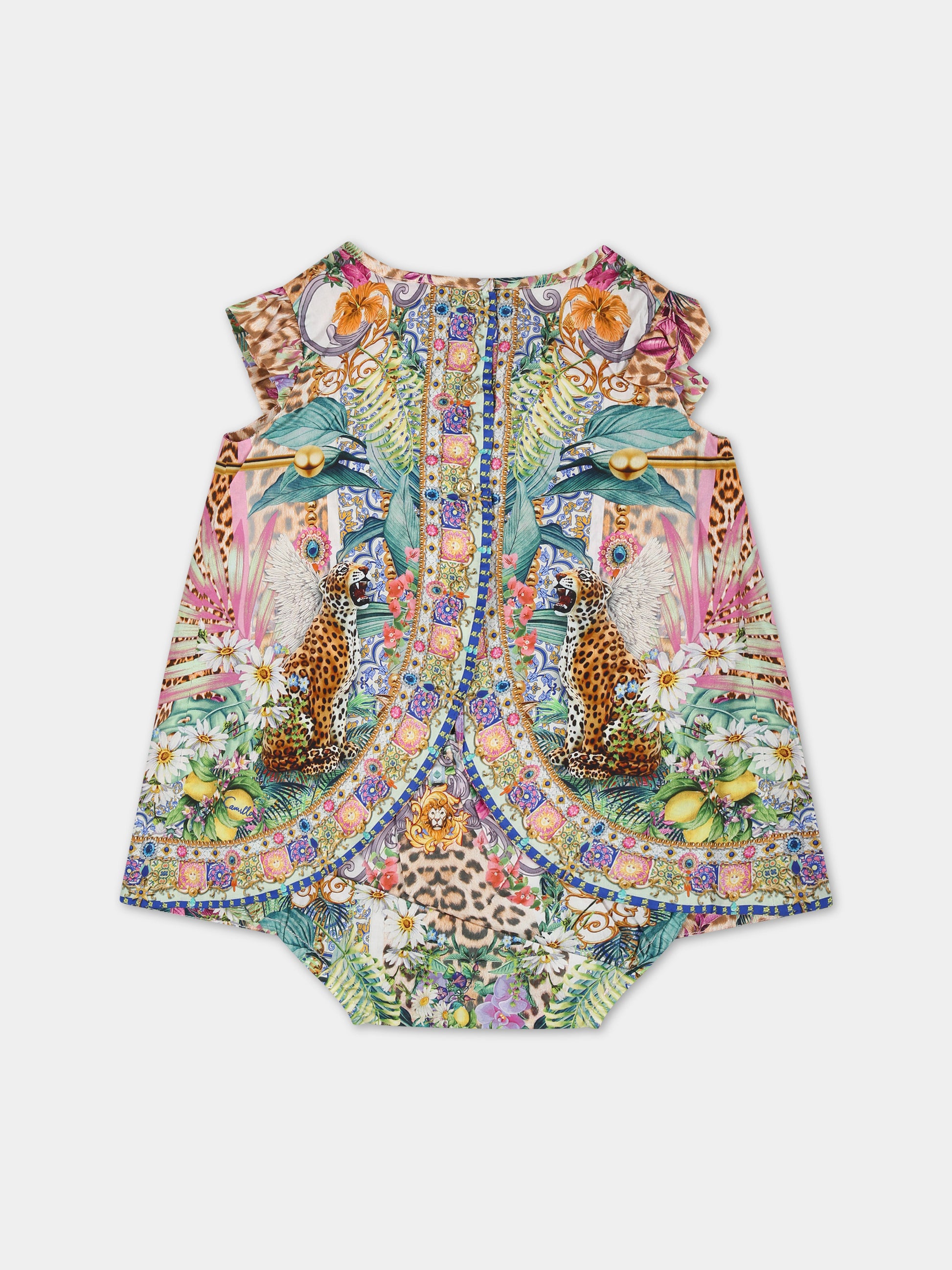 Vestito multicolor per neonata con stampa floreale,Camilla,00025804 FLOWNEPT