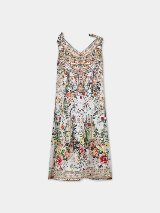 Vestito multicolor per bambina con stampa floreale,Camilla,00024986 RENAROMA