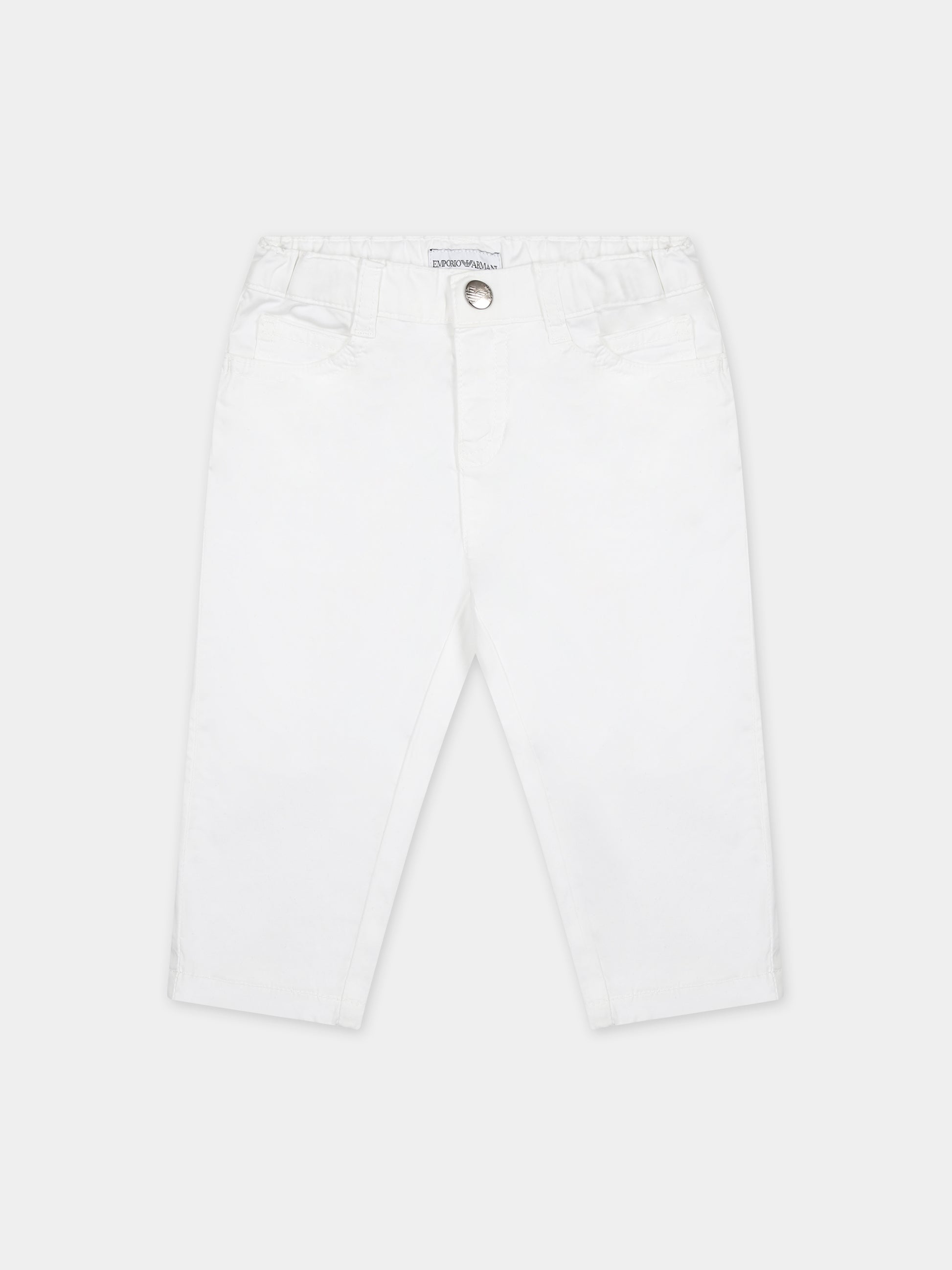 Pantaloni bianchi per neonato con logo,Armani Junior,8NHJ02 4N7LZ 0100
