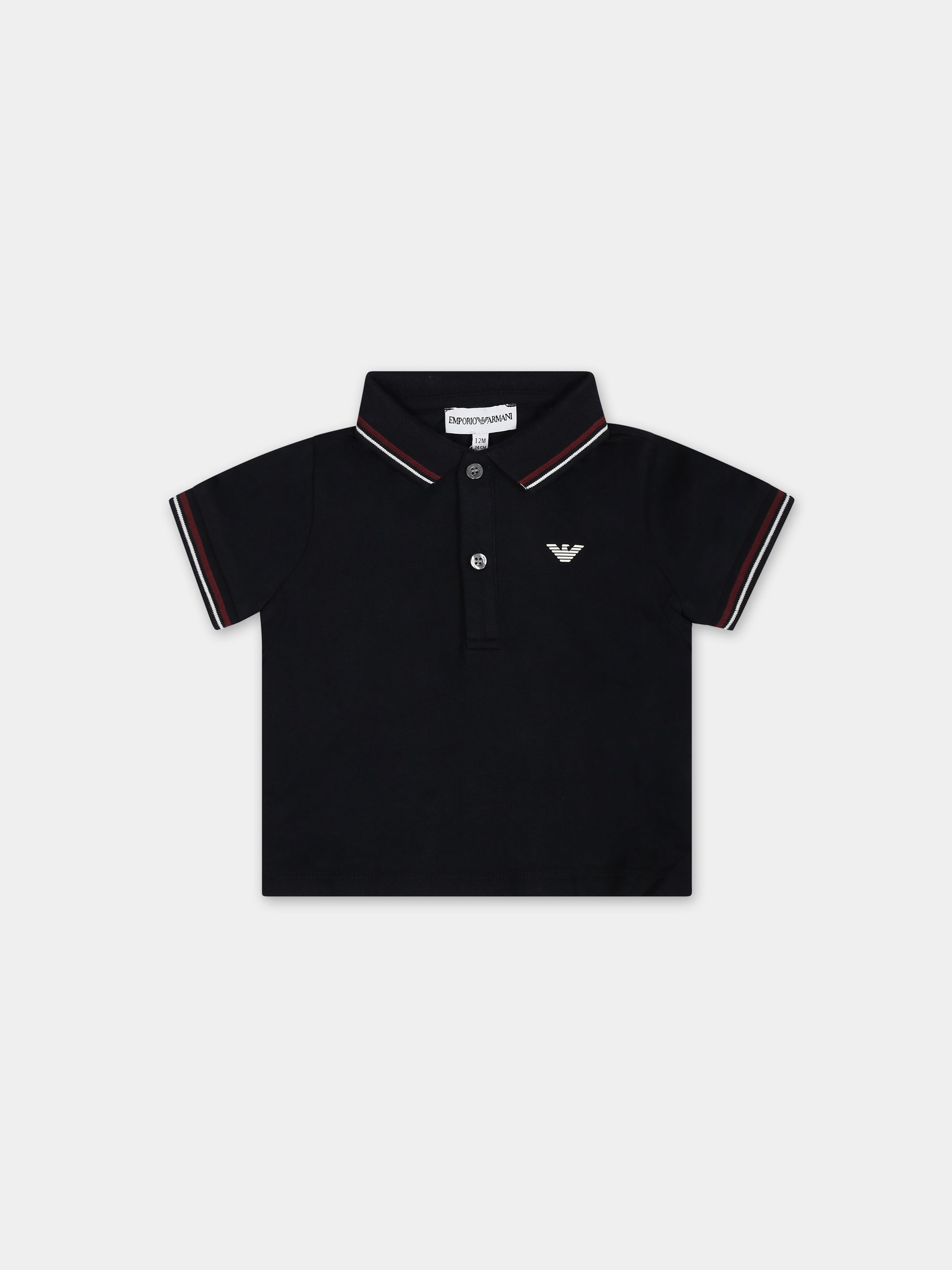 Polo blu per neonato con logo,Armani Junior,8NHFB3 1JPTZ 0920