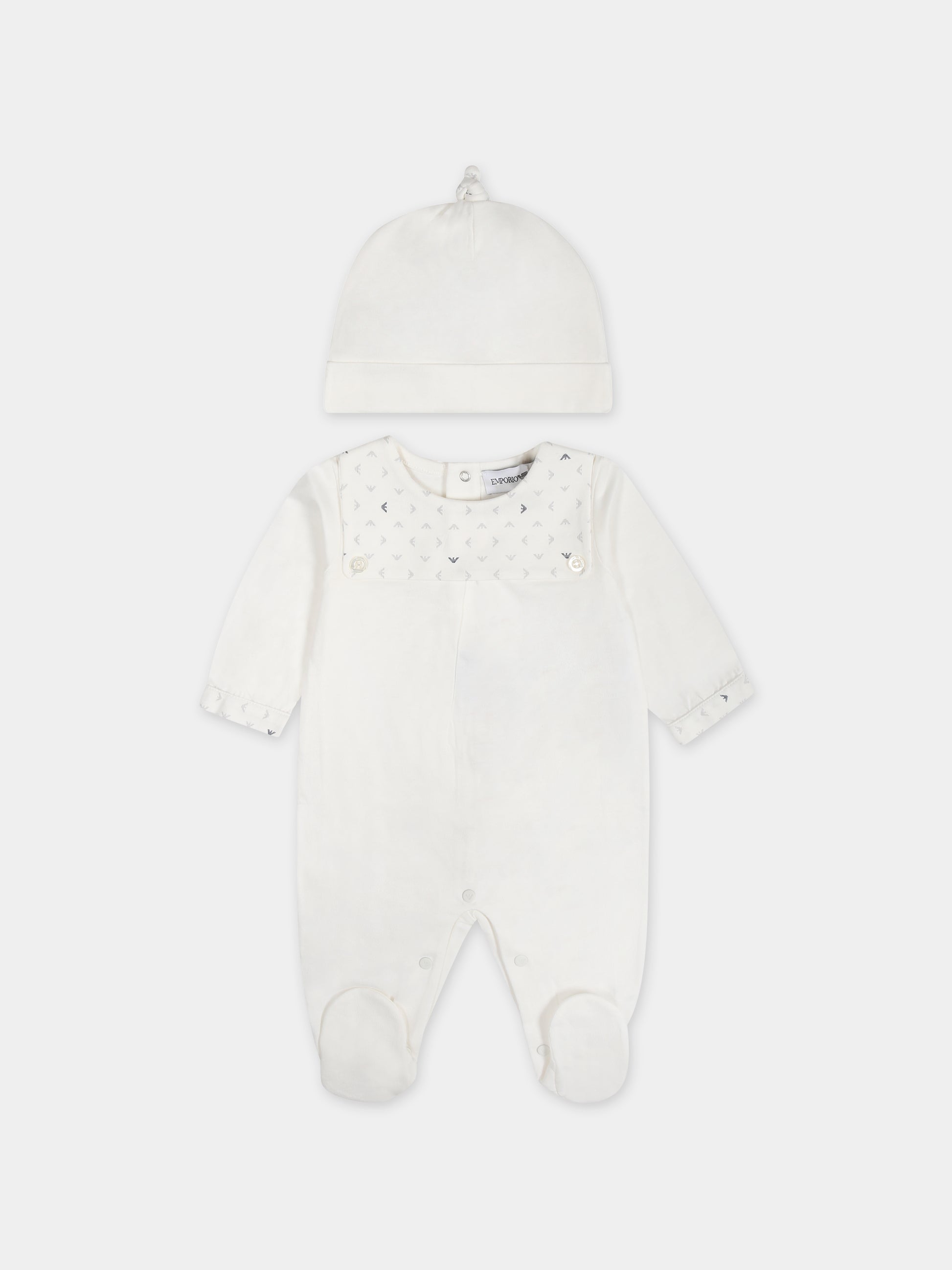 Set tutina avorio per neonato con logo,Armani Junior,8NNV42 NJ05Z F110