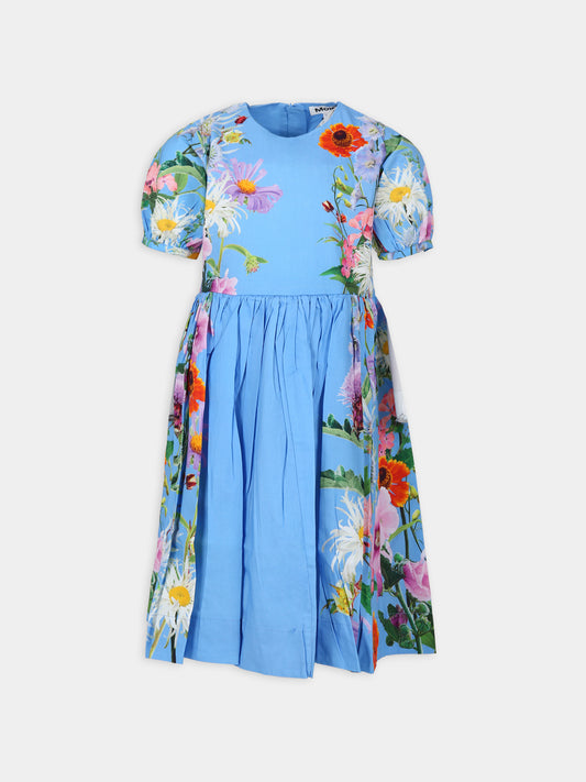 Vestito Casey casual azzurro per bambina con fantasia floreale,Molo,2S24E140 3485