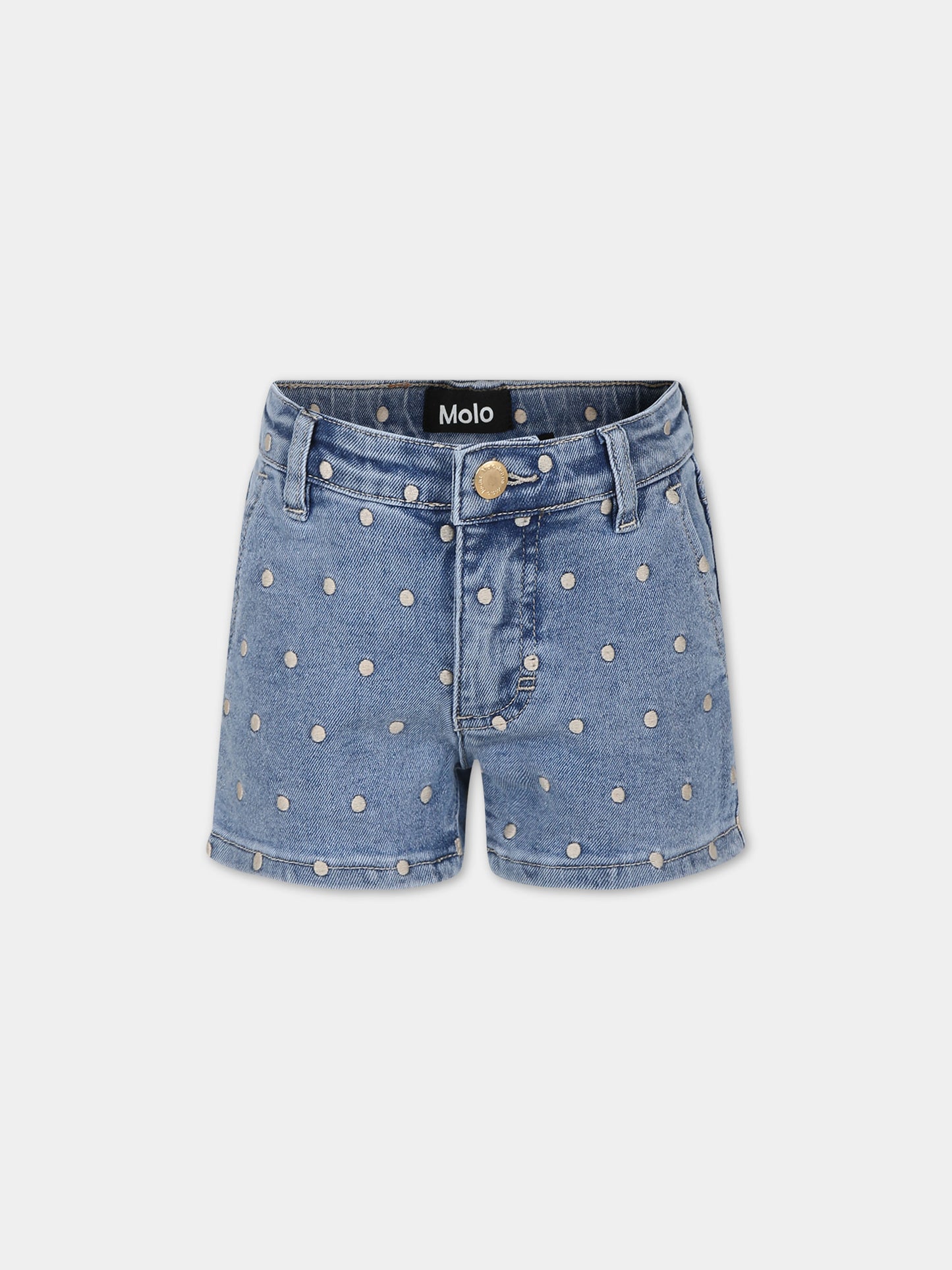 Shorts blu per bambina con pois,Molo,2S24H115 9054