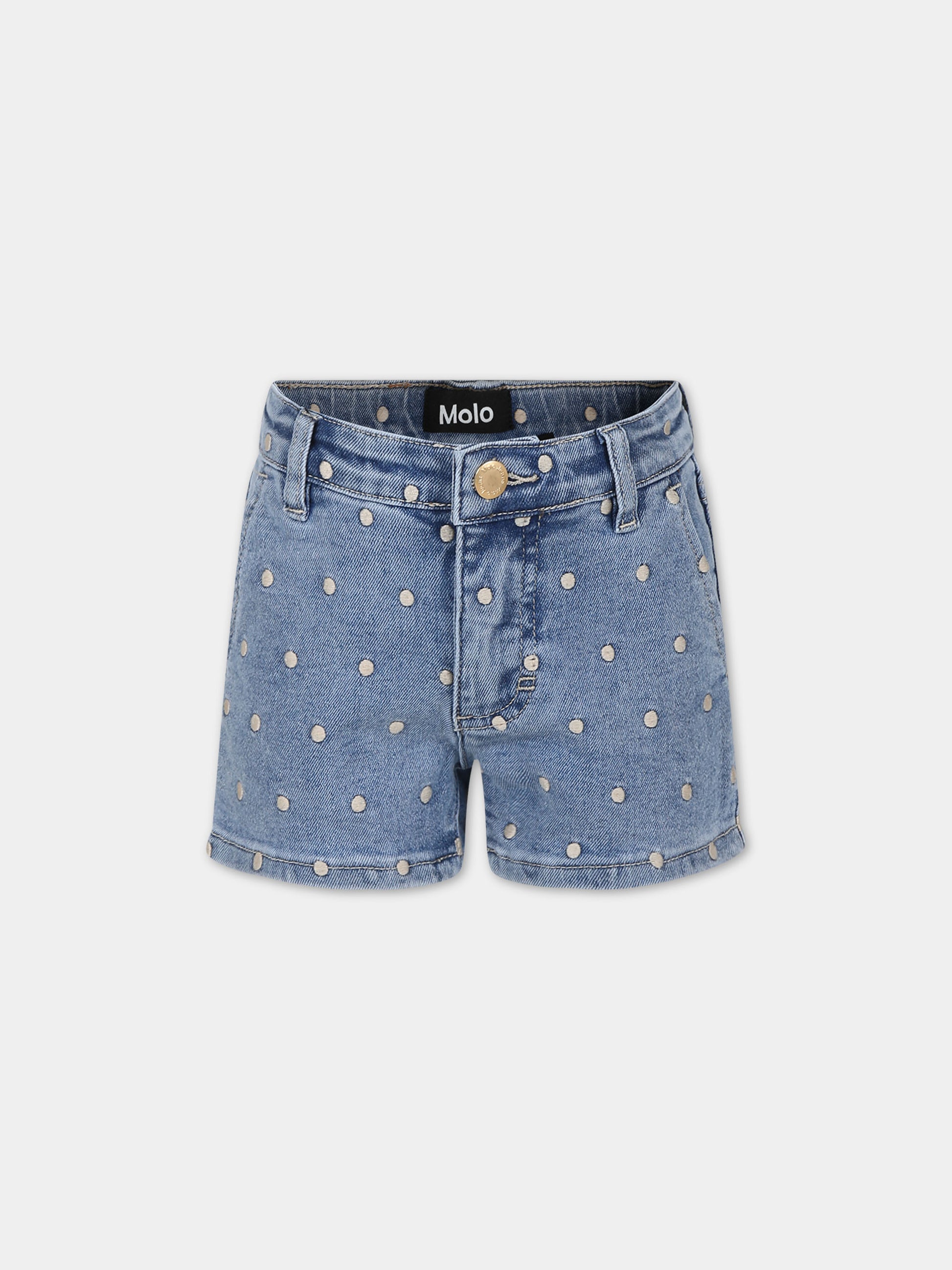 Shorts blu per bambina con pois,Molo,2S24H115 9054