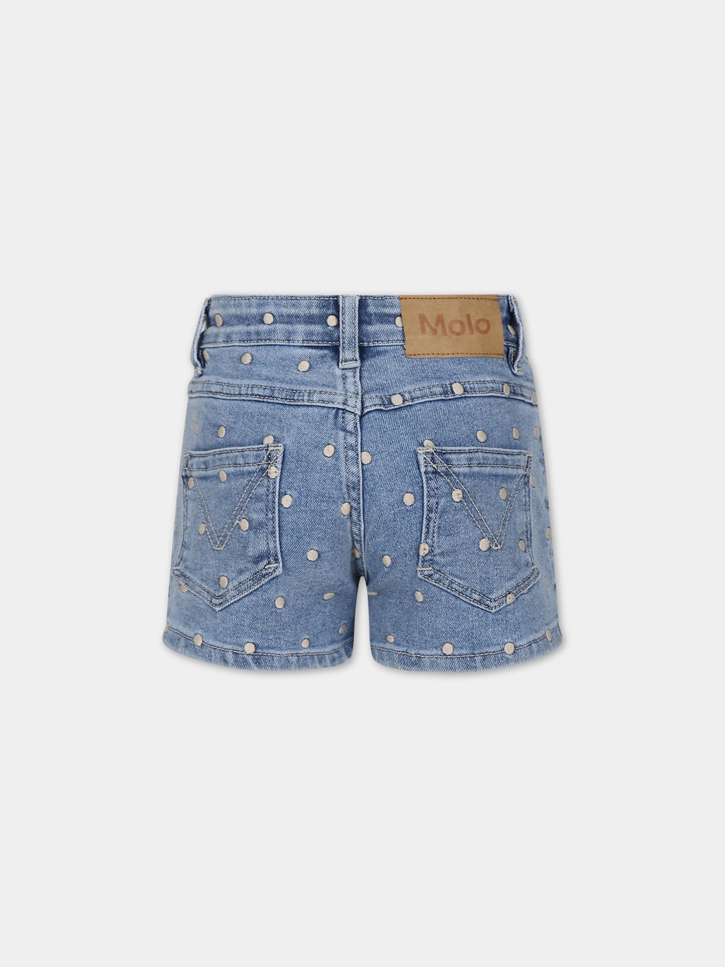 Shorts blu per bambina con pois,Molo,2S24H115 9054