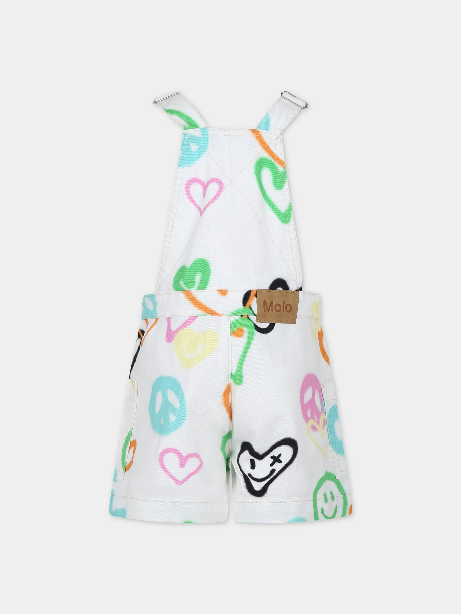 Salopette bianca per bambina con stampa cuori,Molo,2S24H301 8907