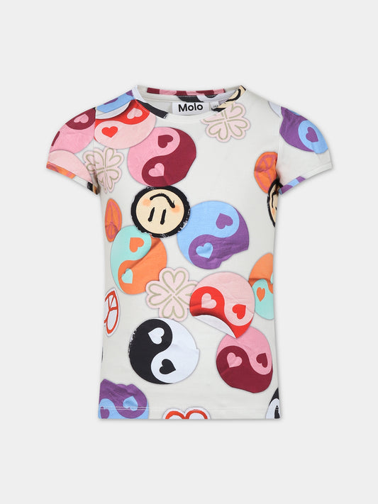 T-shirt avorio per bambina con smile,Molo,2S24A221 9009