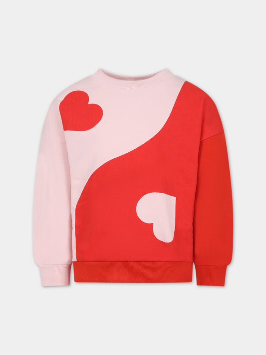 Felpa rossa per bambina con stampa cuori,Molo,2S24J206 3455