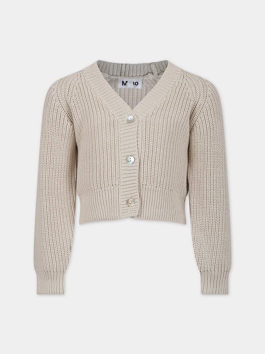 Cardigan beige per bambina con logo,Molo,2S24K302 8894