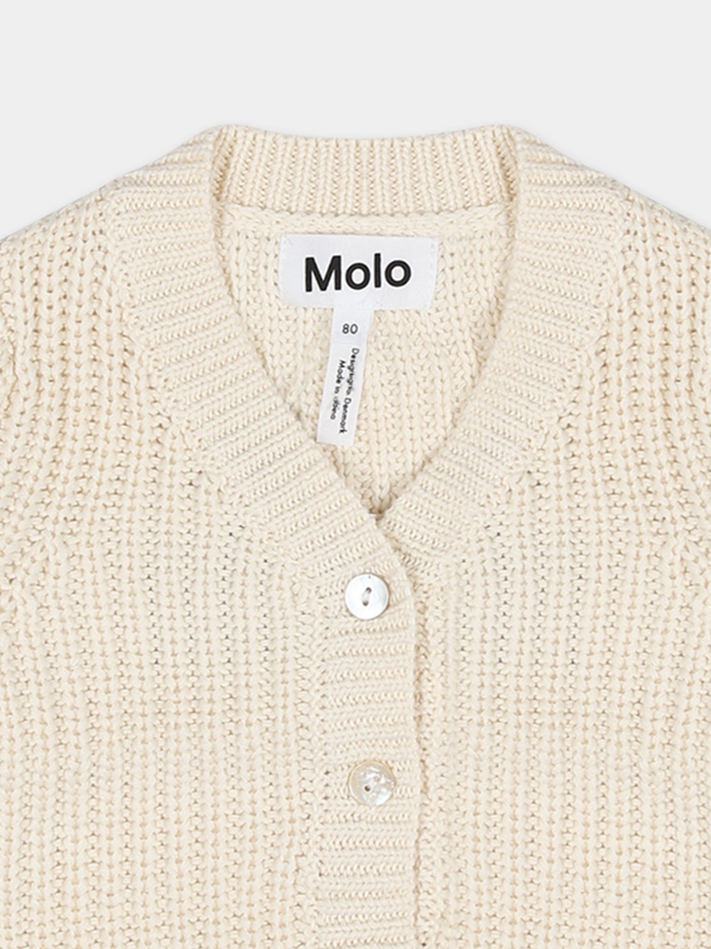 Cardigan beige per bambini con logo,Molo,6S24K304 8900