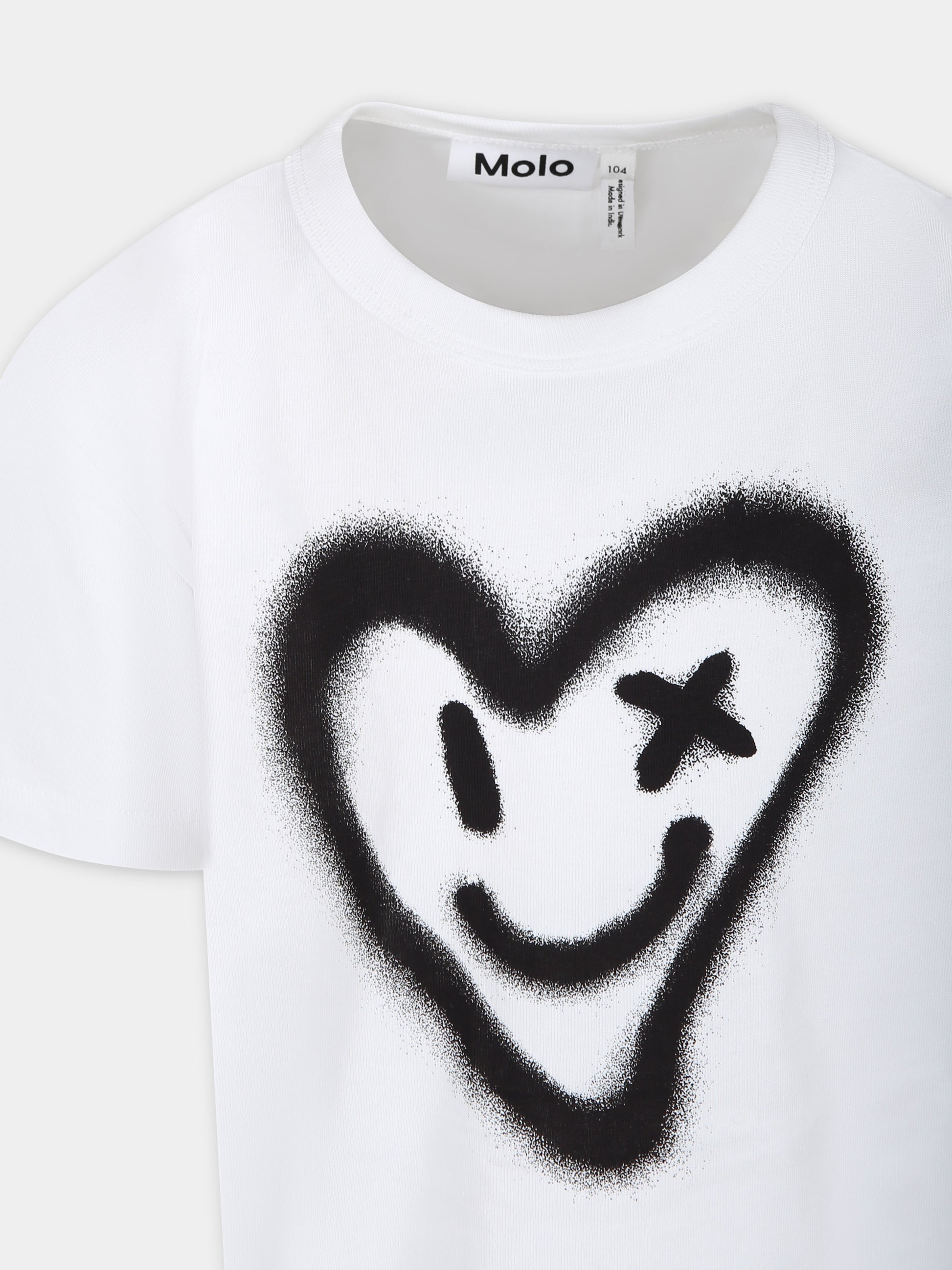 T-shirt bianca per bambino con cuore,Molo,1S24A209 3570