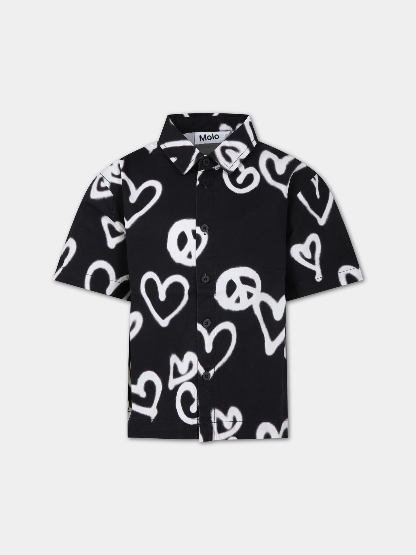 Camicia nera per bambino con cuori,Molo,1S24C202 8905