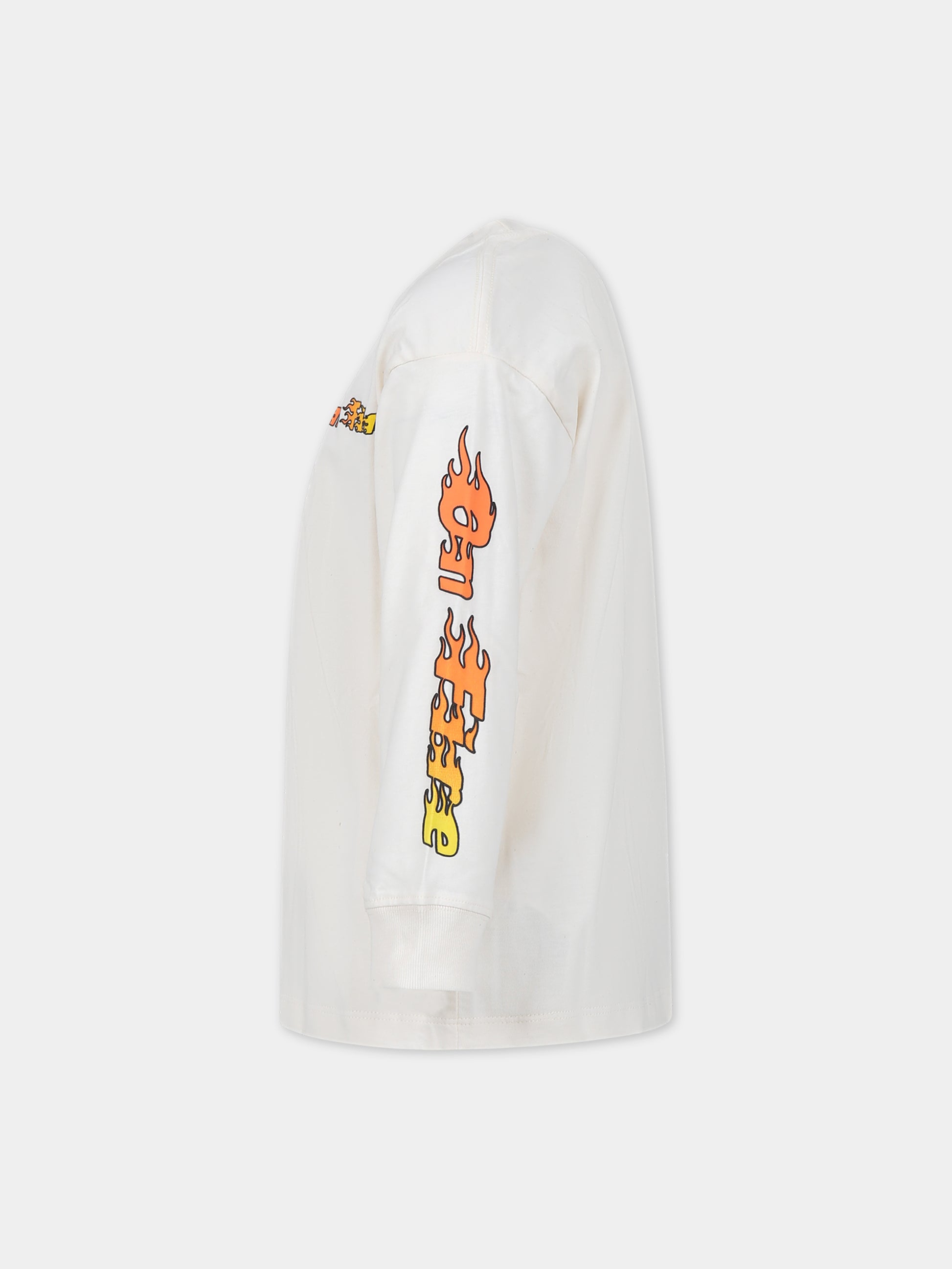 T-shirt avorio per bambino con fiamme,Molo,1S24A409 8697