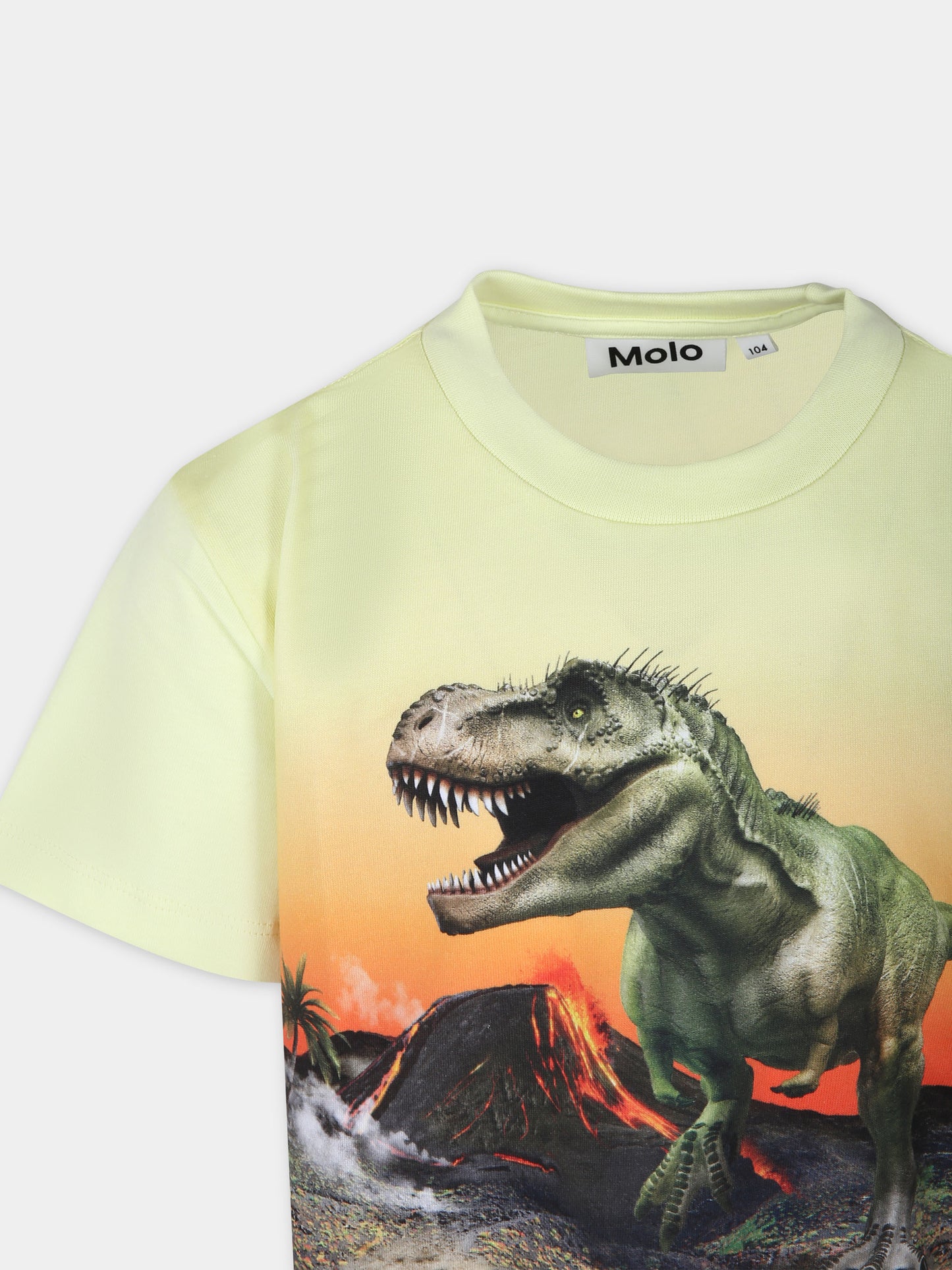 T-shirt giallo per bambino con stampa dinosauro,Molo,1S24A210 3533