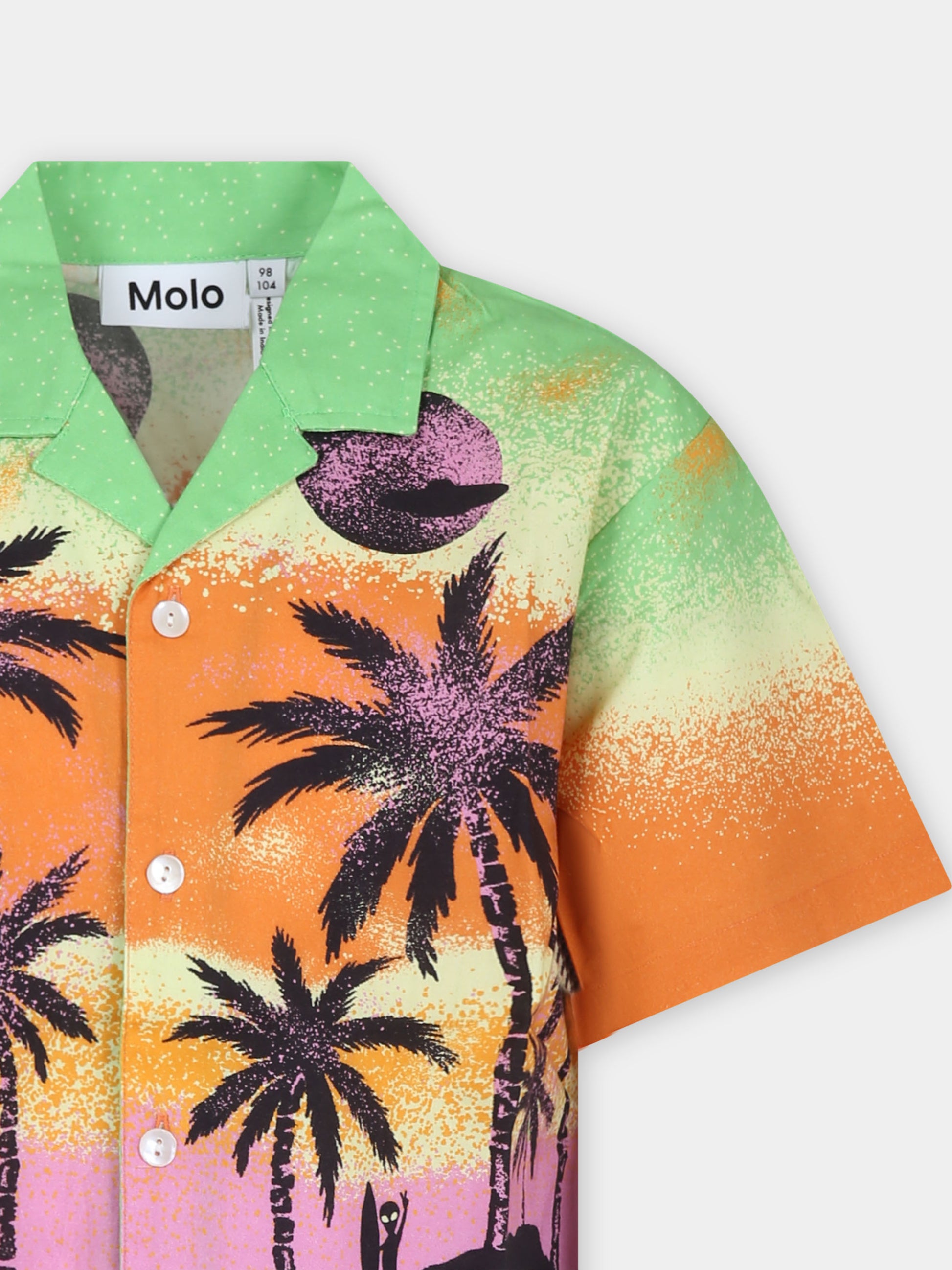 Camicia arancione per bambino con stampa alieni e palme,Molo,1S24C101 3443