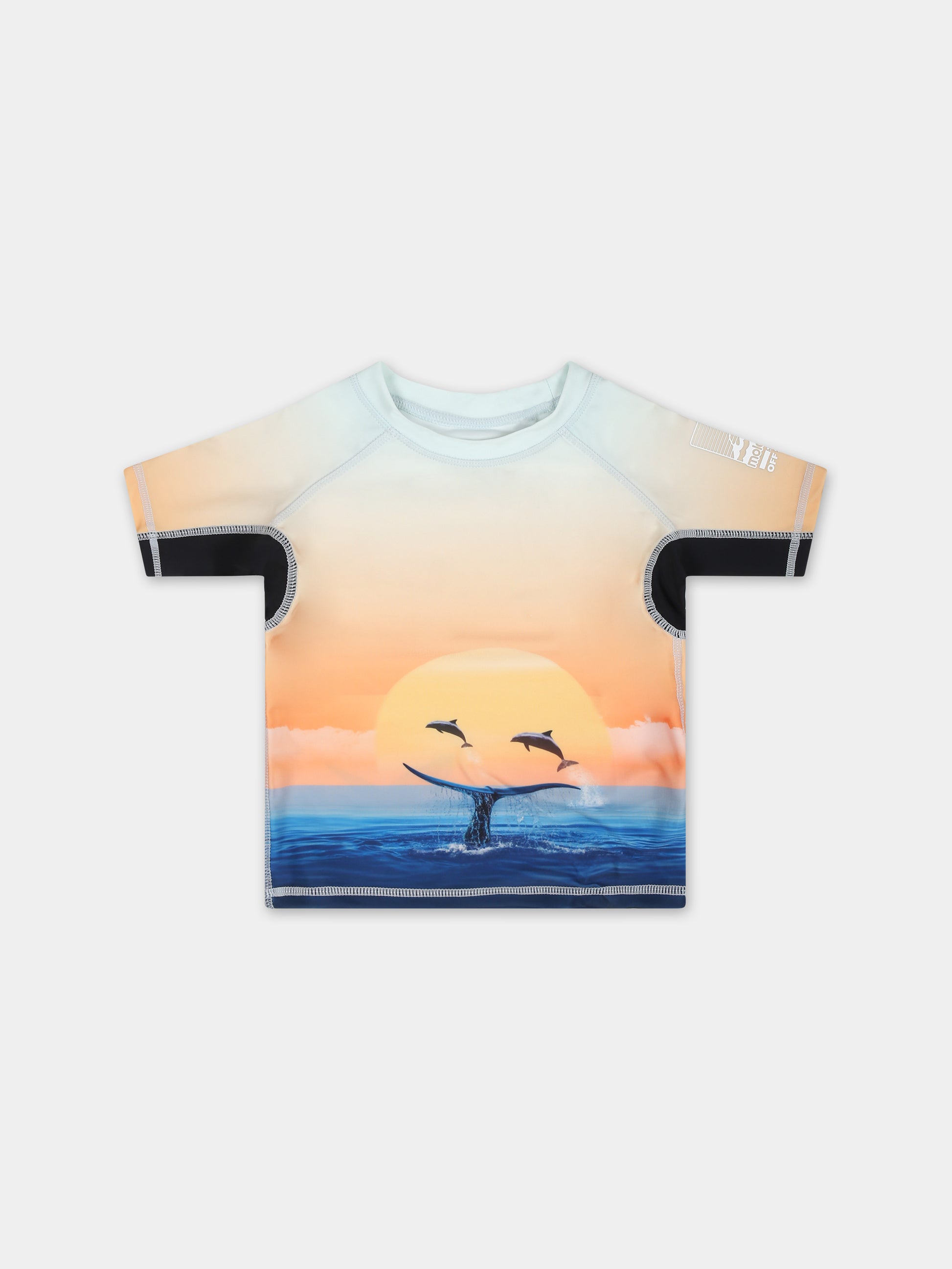 T-shirt arancione anti UV per neonato con delfini,Molo,8S24P203 3421