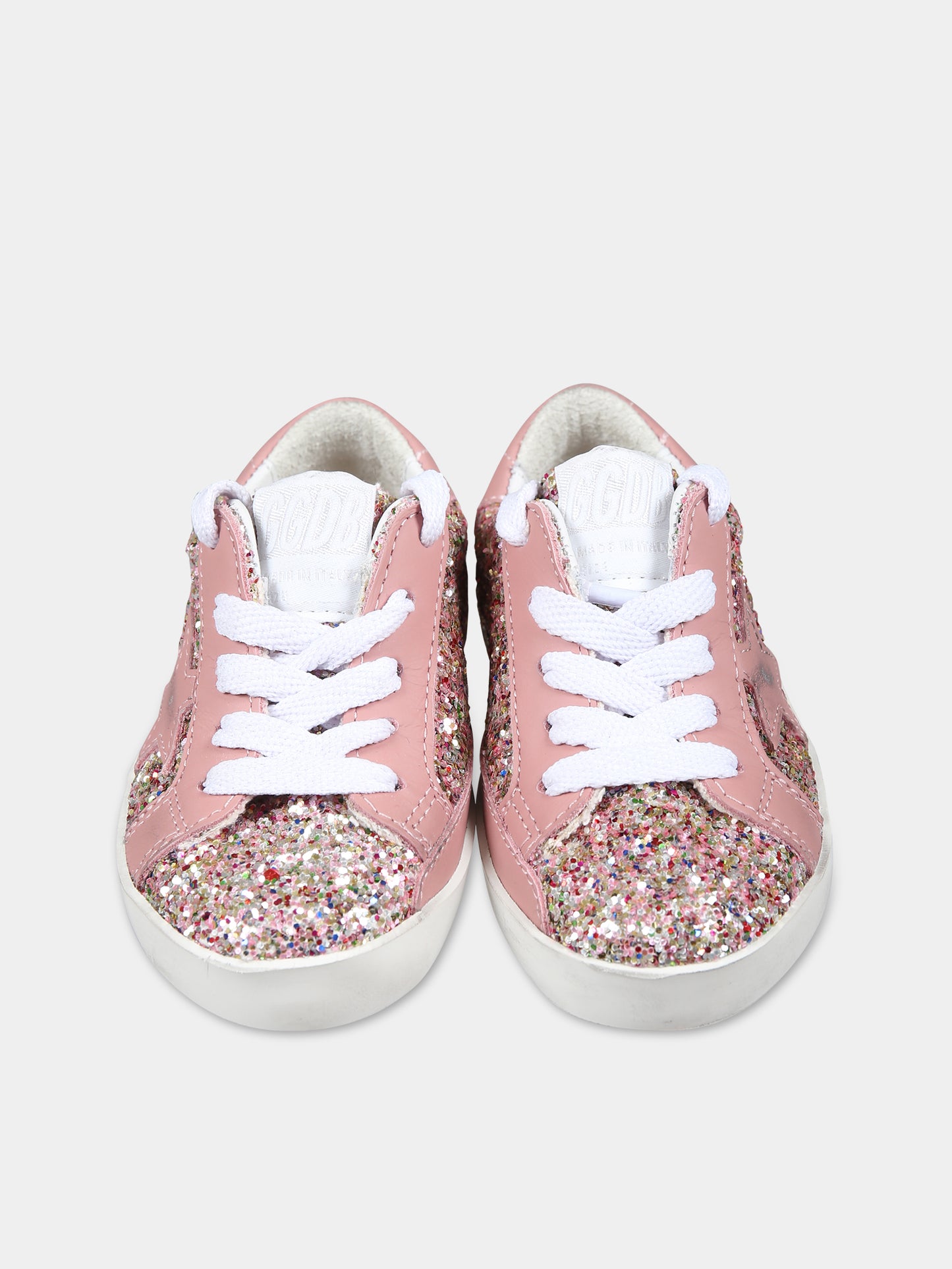 Sneakers rosa per bambina con glitter e logo,Golden Goose,GJF00101 F005307 82529