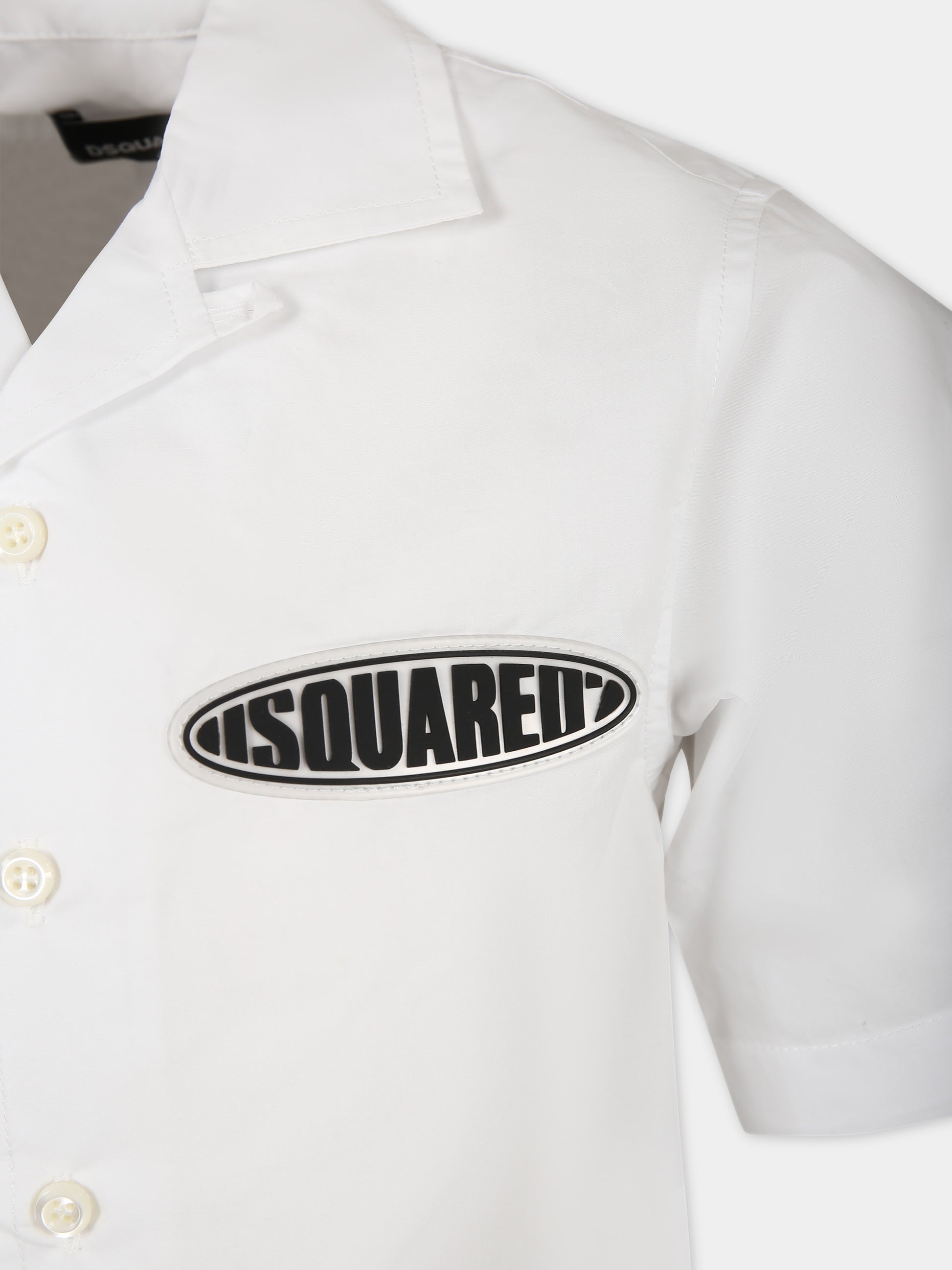 Camicia bianca per bambino con logo,Dsquared2,DQ2119 D007D D2C202M DQ100
