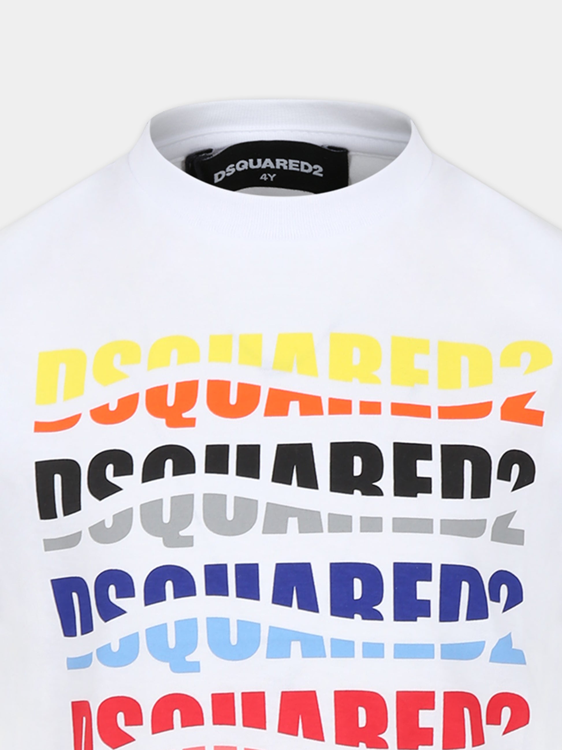 T-shirt bianca per bambino con logo,Dsquared2,DQ2104 D004G D2T1014U DQ100