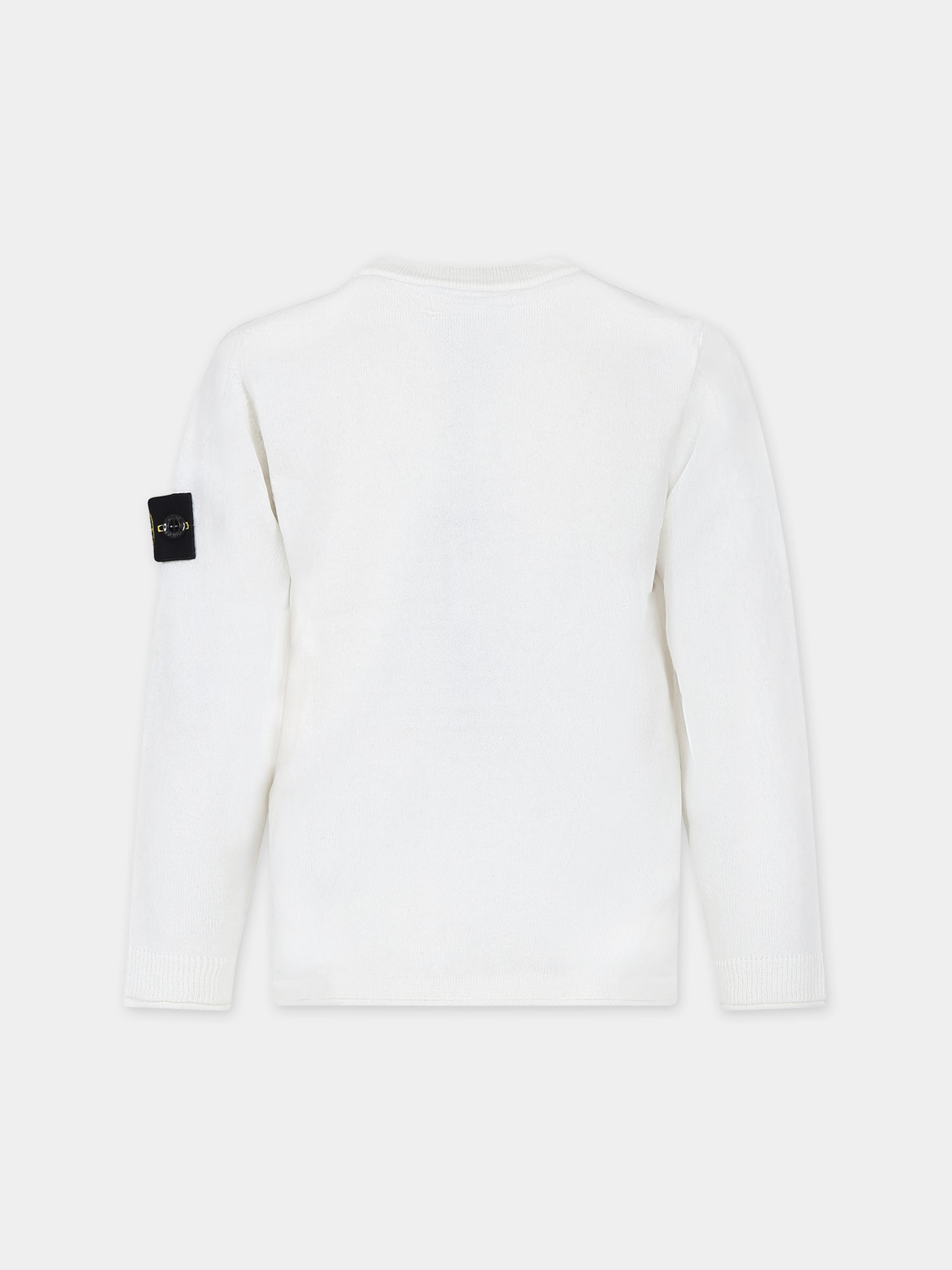 Maglione bianco per bambino con bussola,Stone Island Junior,8016505B9 V0001