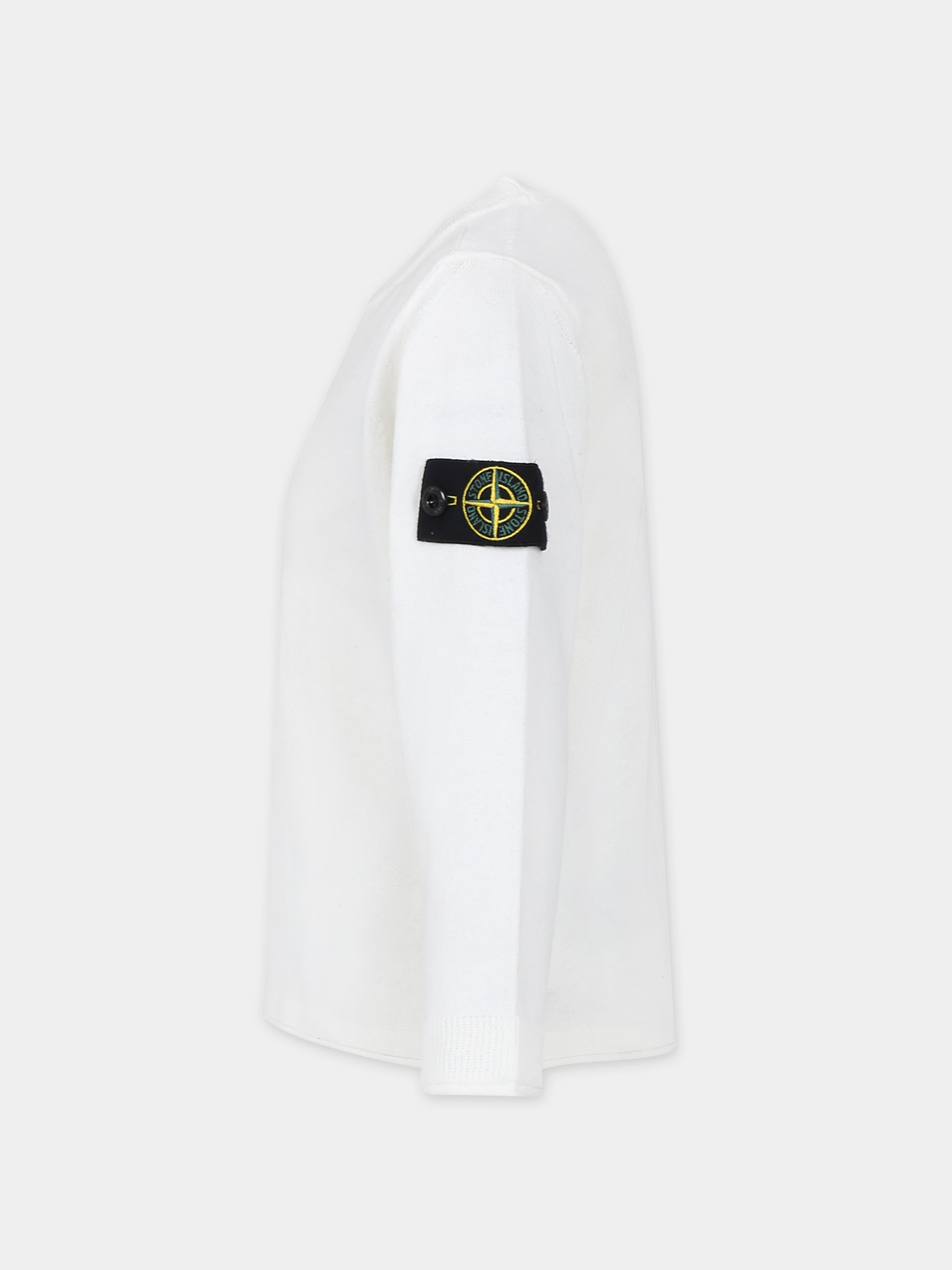 Maglione bianco per bambino con bussola,Stone Island Junior,8016505B9 V0001