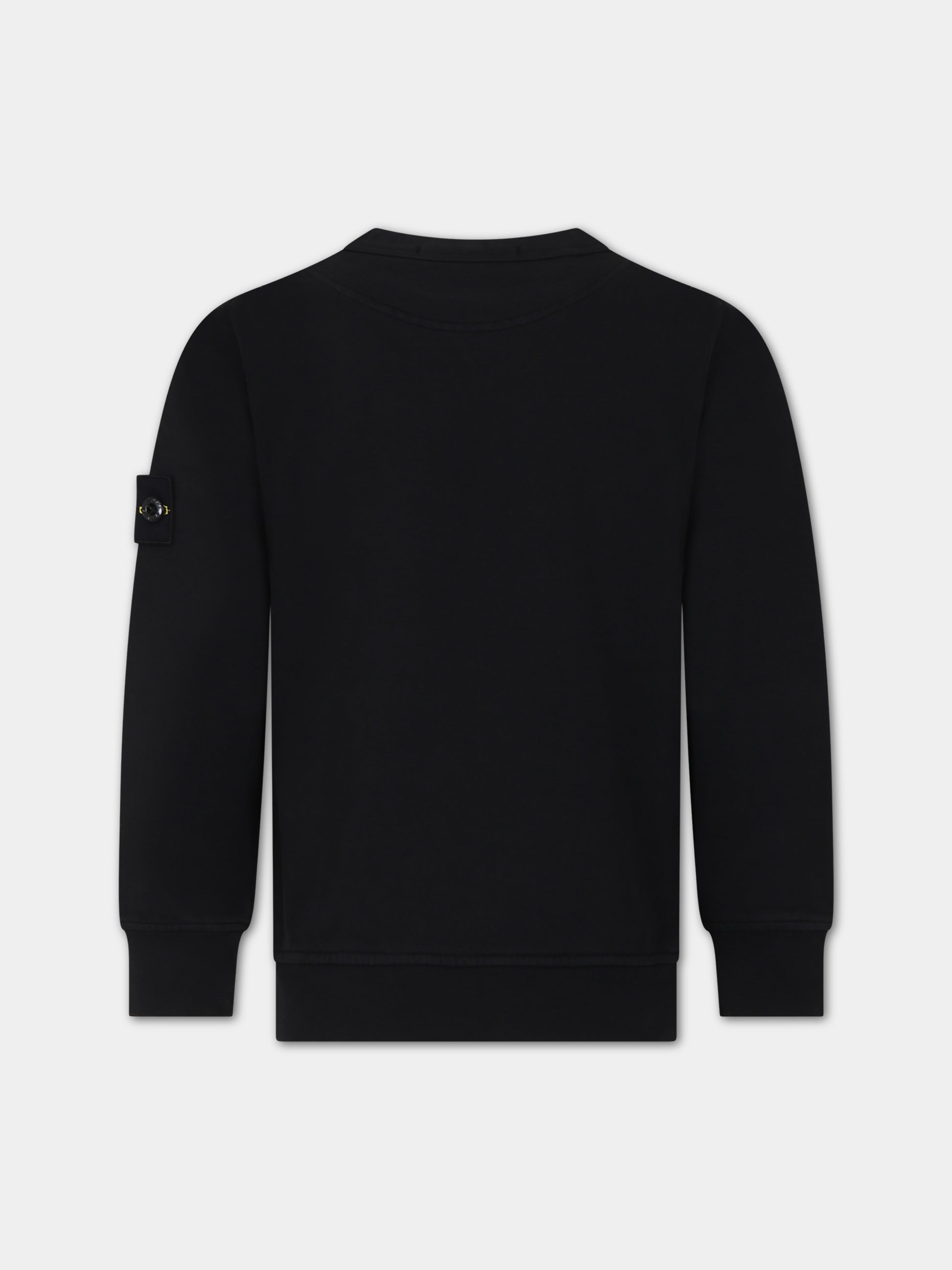 Felpa nera per bambino con logo iconico,Stone Island Junior,801661340 V0029