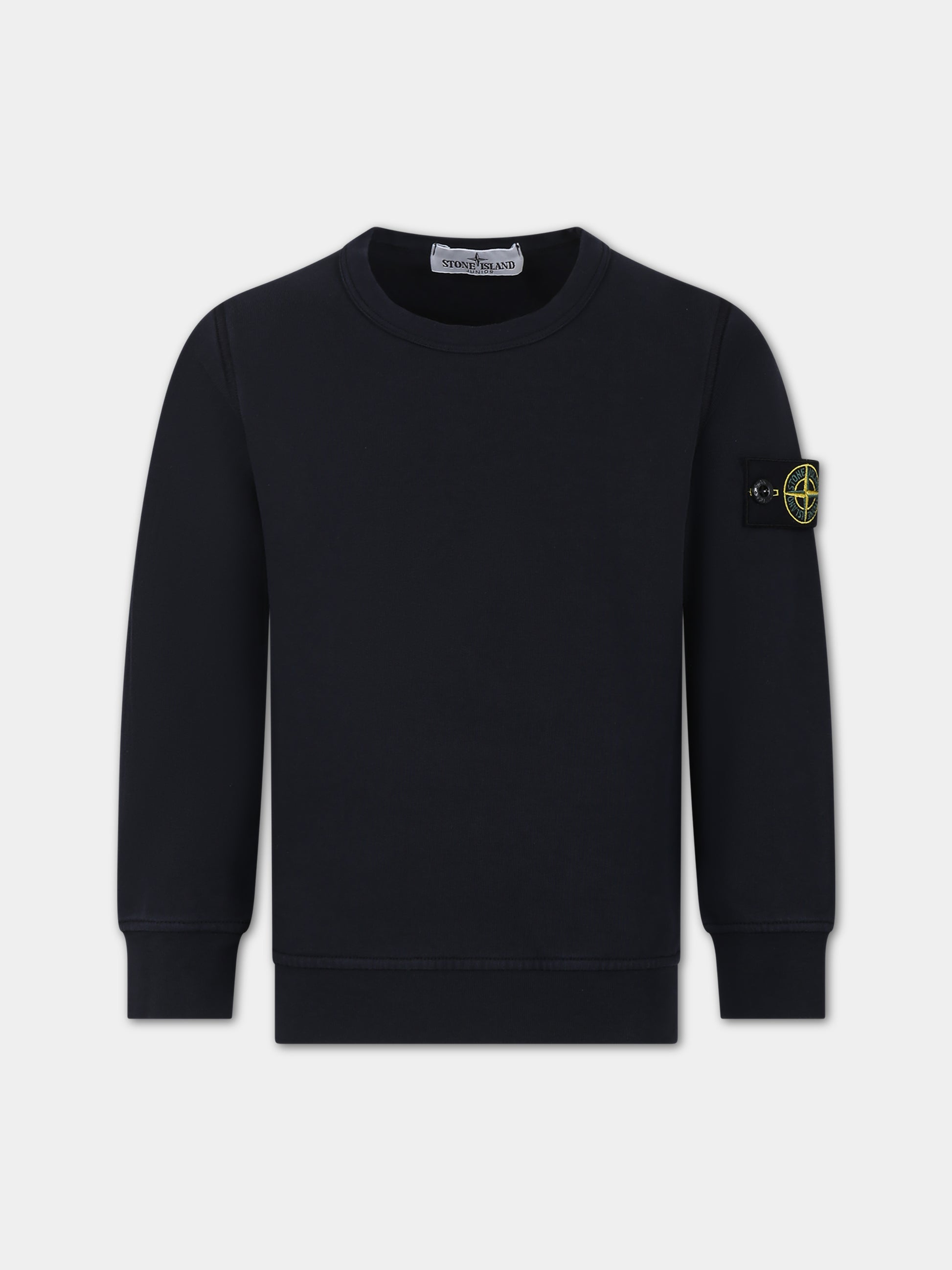 Felpa blu per bambino con logo iconico,Stone Island Junior,801661340 V0020