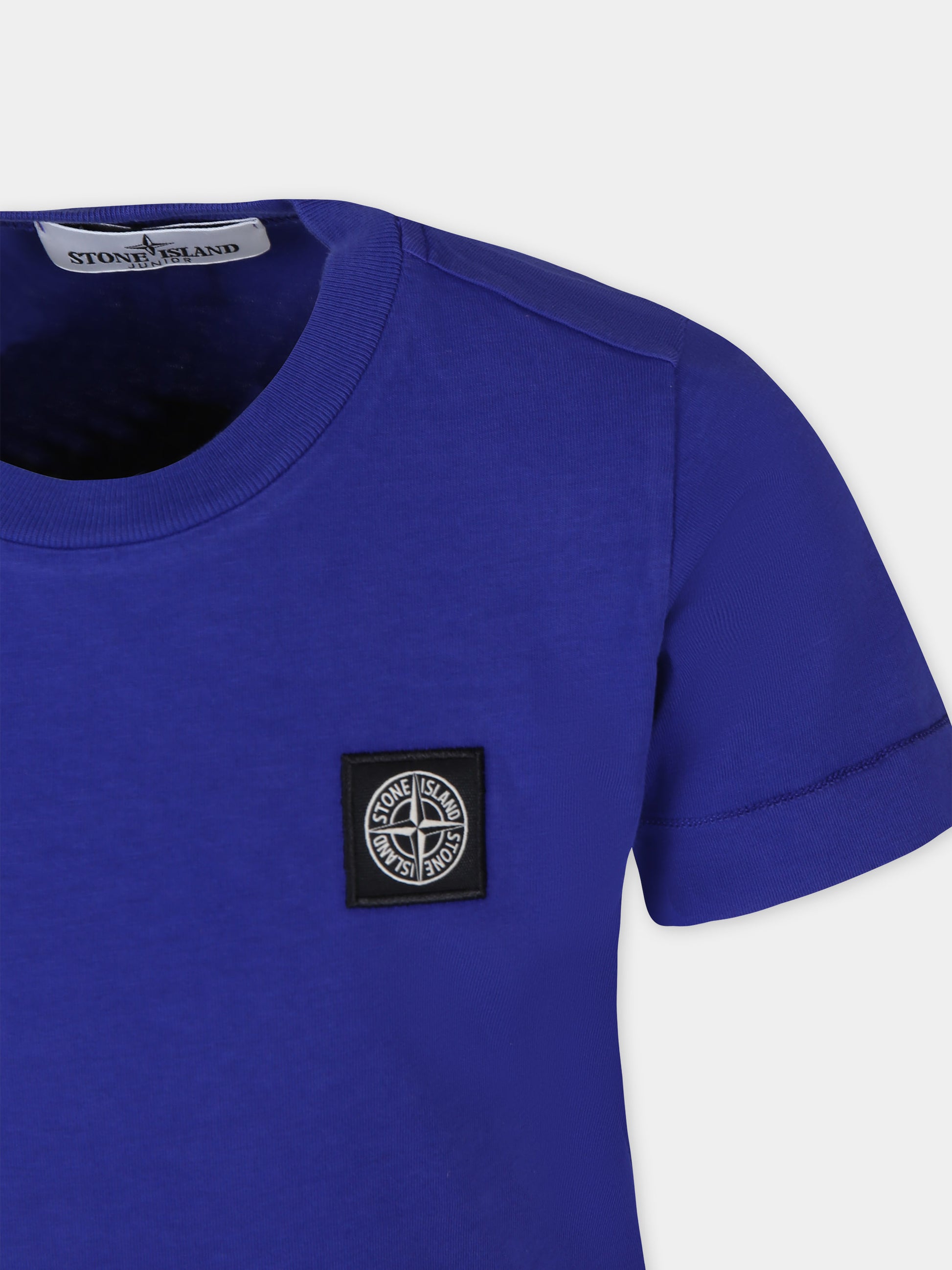 T-shirt azzurra per bambino con logo,Stone Island Junior,801620147 V0022