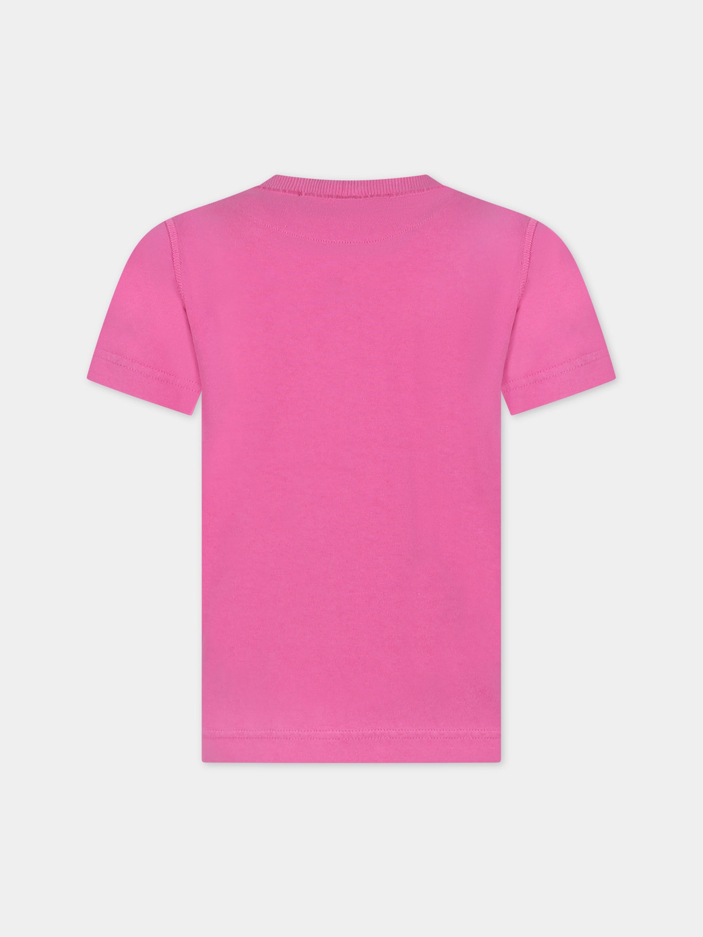 T-shirt fucsia per bambino con logo,Stone Island Junior,801620750 V0087