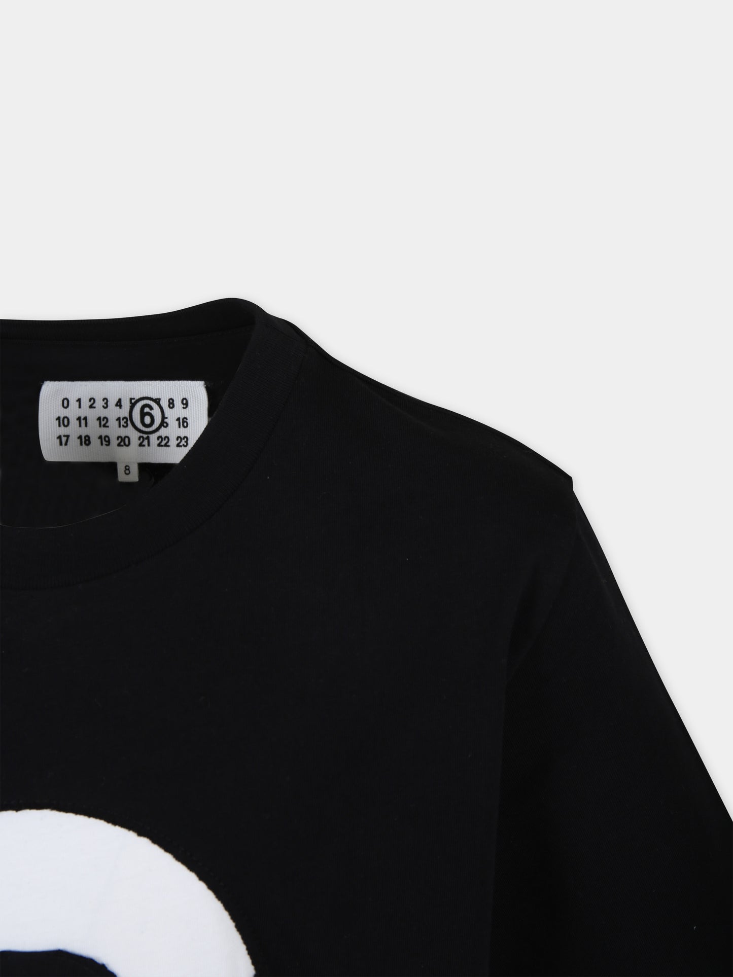 T-shirt nera per bambini con numero 6,Mm6 Maison Margiela,M60556 MM010 MM6T88U M6900
