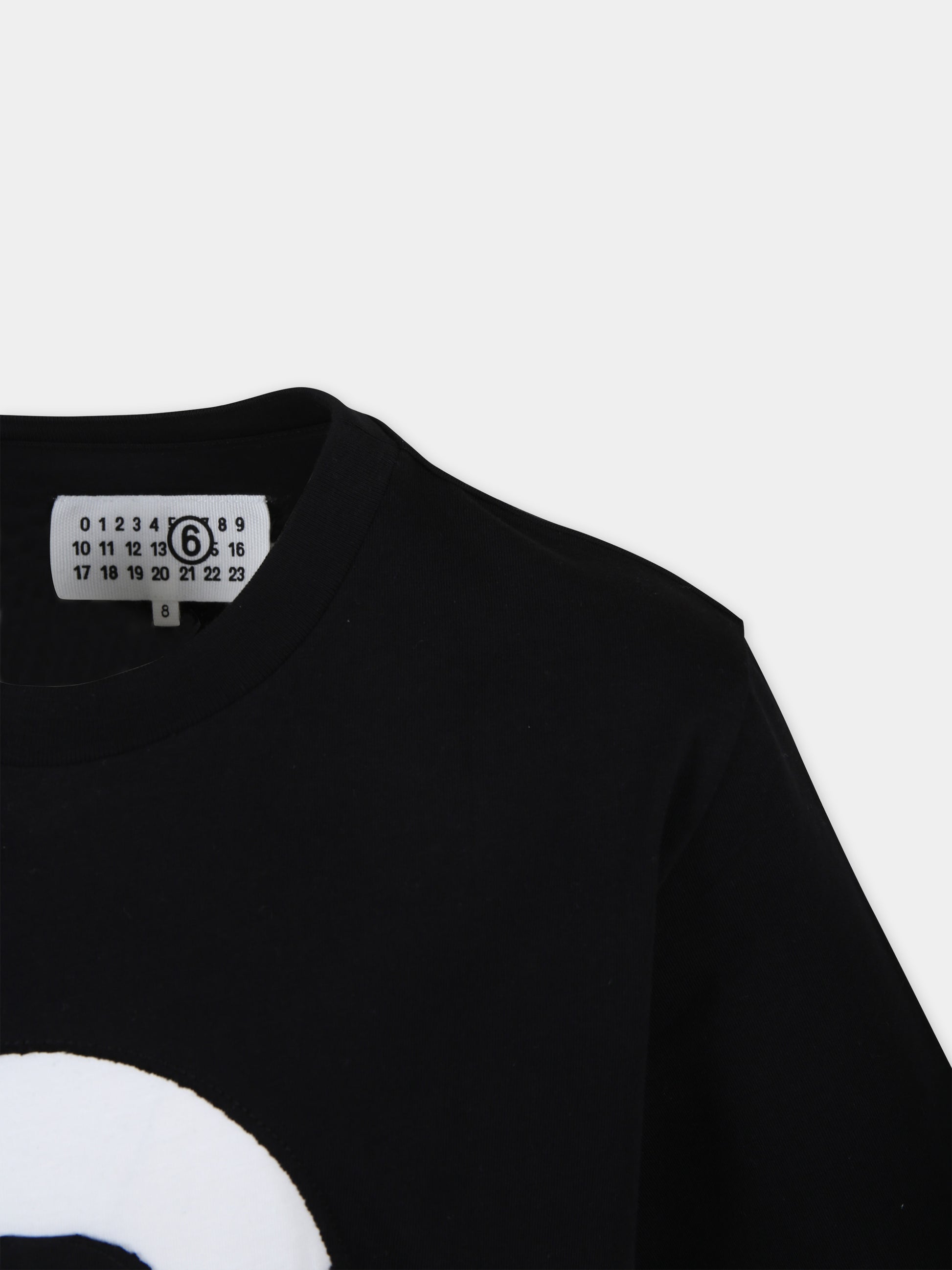 T-shirt nera per bambini con numero 6,Mm6 Maison Margiela,M60556 MM010 MM6T88U M6900