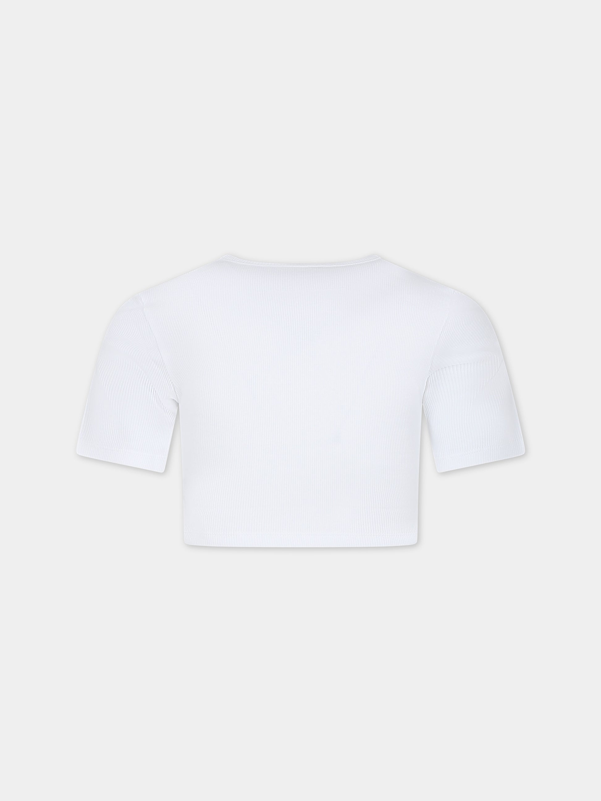 T-shirt bianca per bambina con logo,Mm6 Maison Margiela,M60594 MM02G MM6T84U M6100
