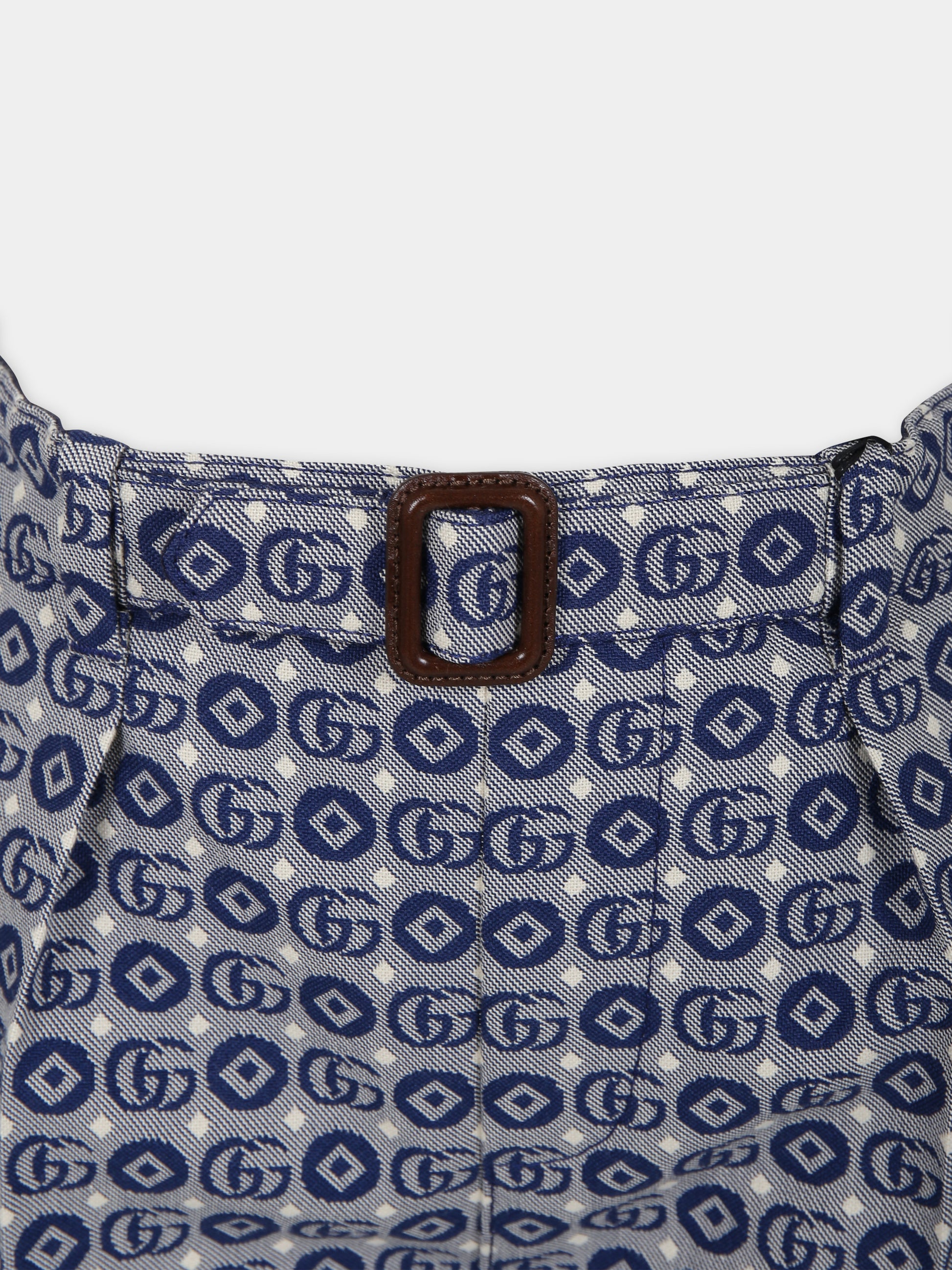Shorts blu per bambino con motivo geometrico e GG all-over,Gucci Kids,760259 XWATR 4262