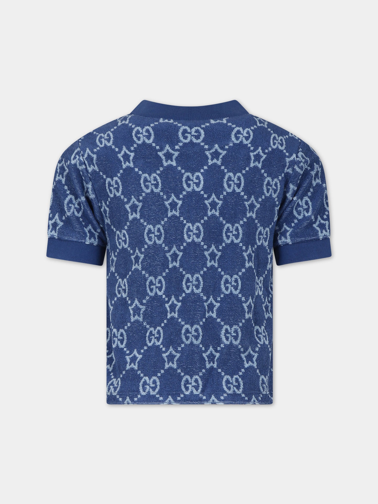 T-shirt blu per bambino con stelle GG,Gucci Kids,758855 XJF5D 4695
