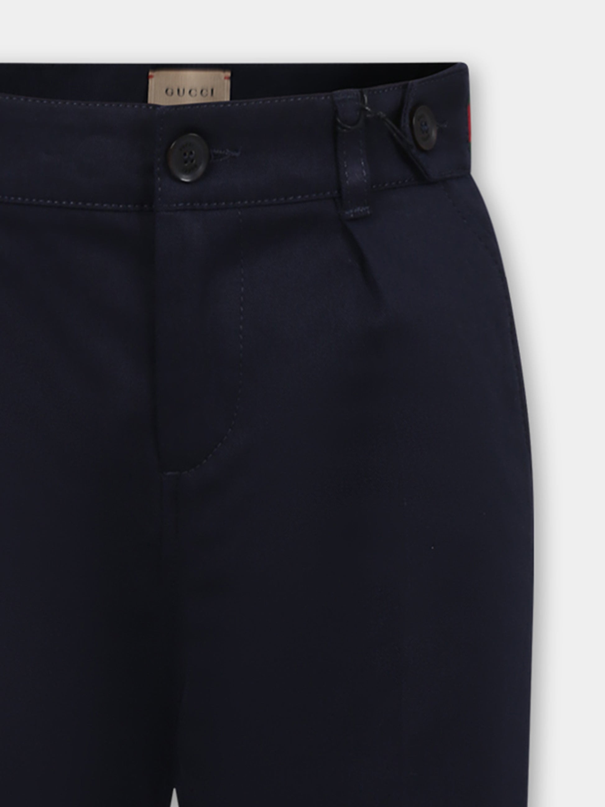 Pantaloni blu per bambino con dettaglio Web,Gucci Kids,737990 XWA0I 4080