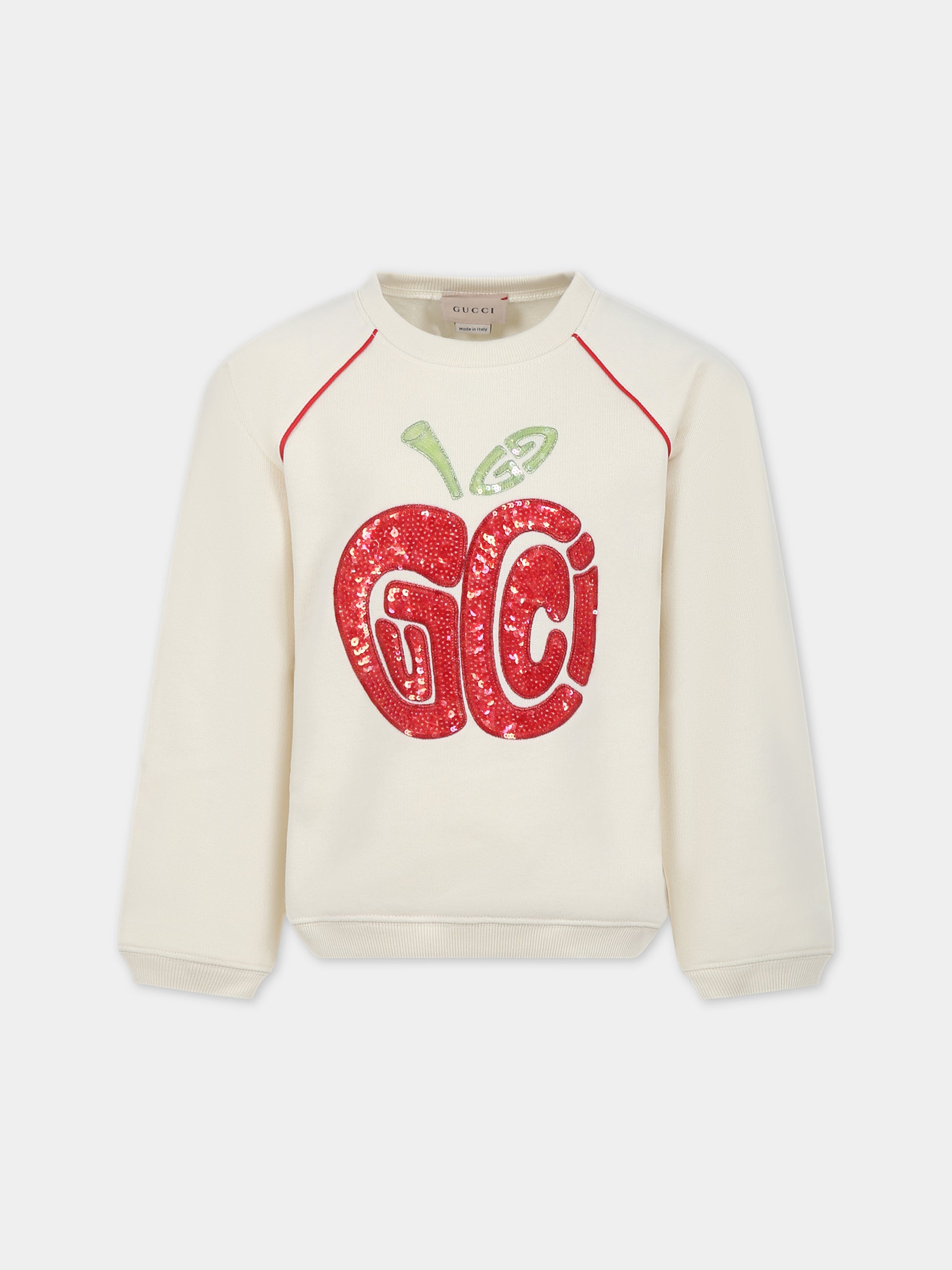 Felpa avorio per bambina con logo,Gucci Kids,718752 XJF9U 9255