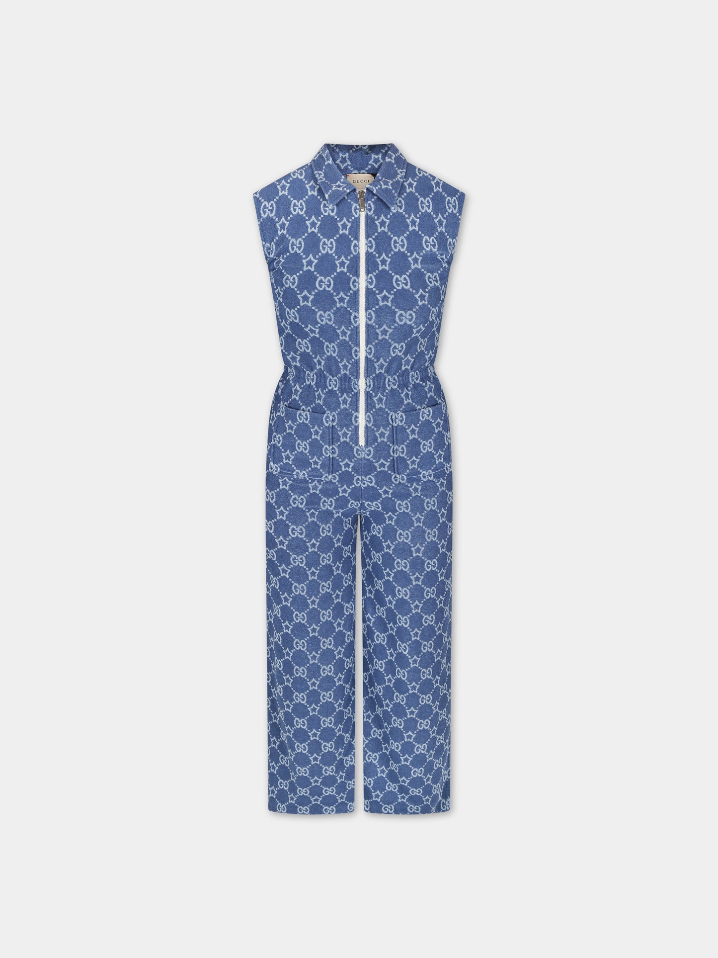 Jumpsuit blu per bambina con stelle GG,Gucci Kids,767912 XJF8C 4695
