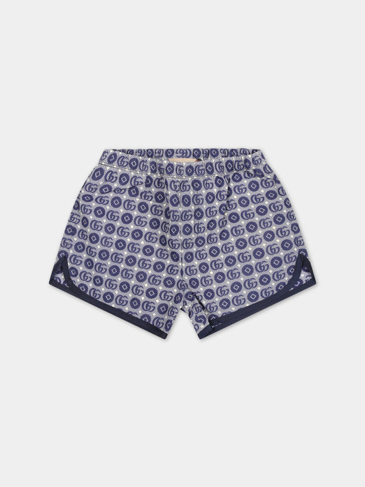 Boxer mare blu per neonato con doppia G,Gucci Kids,773027 XWA1B 4262