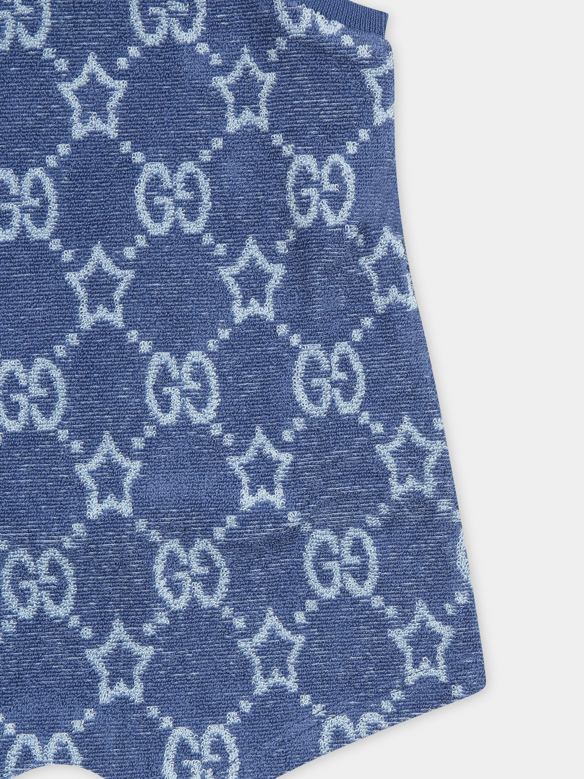 Pagliaccetto blu per neonato con Doppia G,Gucci Kids,773468 XJF8B 4575