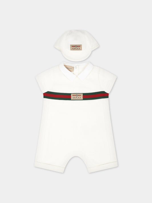 Set bianco per neonato con logo,Gucci Kids,766683 XJF8F 9733