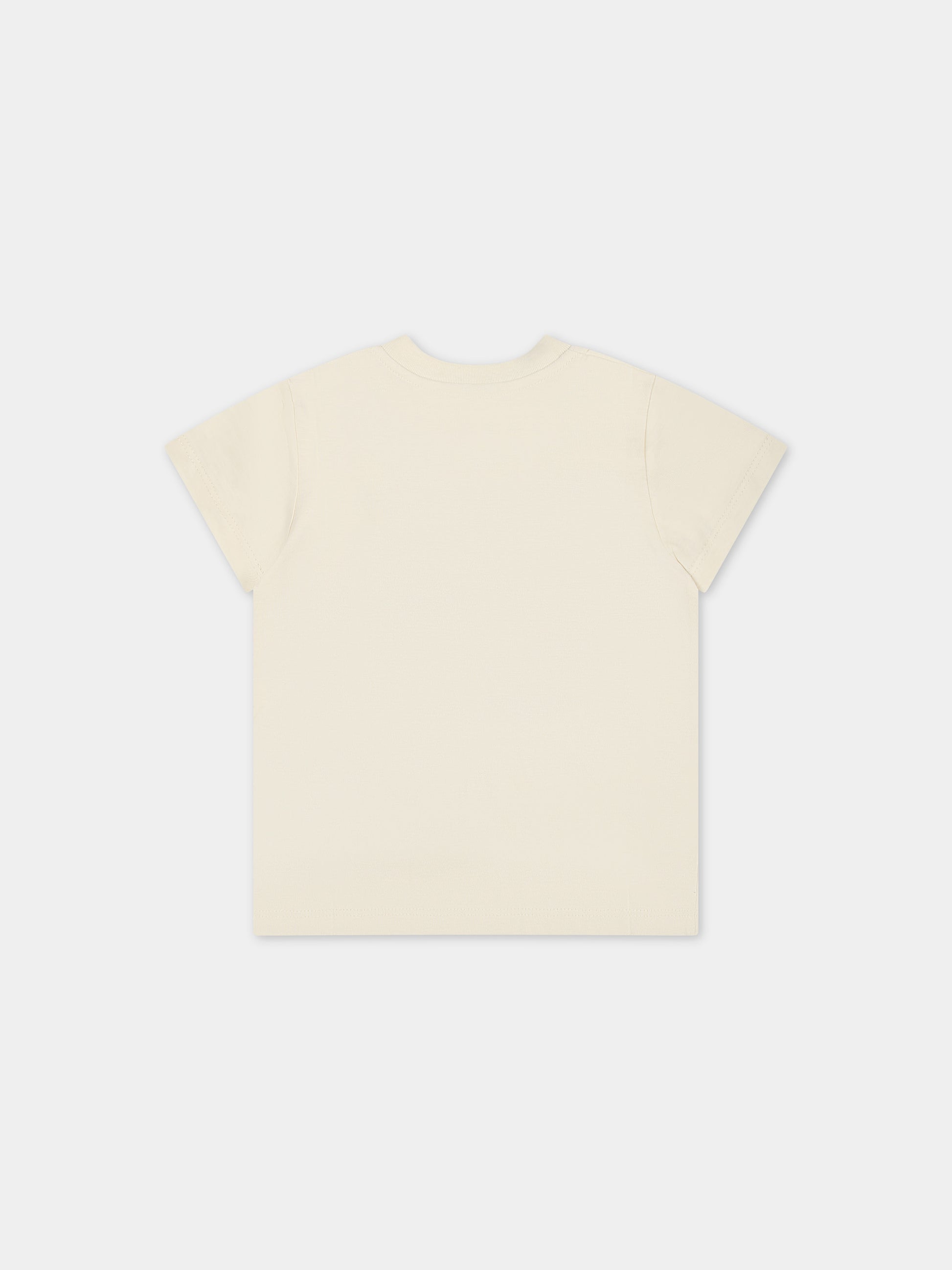 T-shirt avorio per neonato con funghi e Peter Rabbit,Gucci Kids,548034 XJF6A 9247