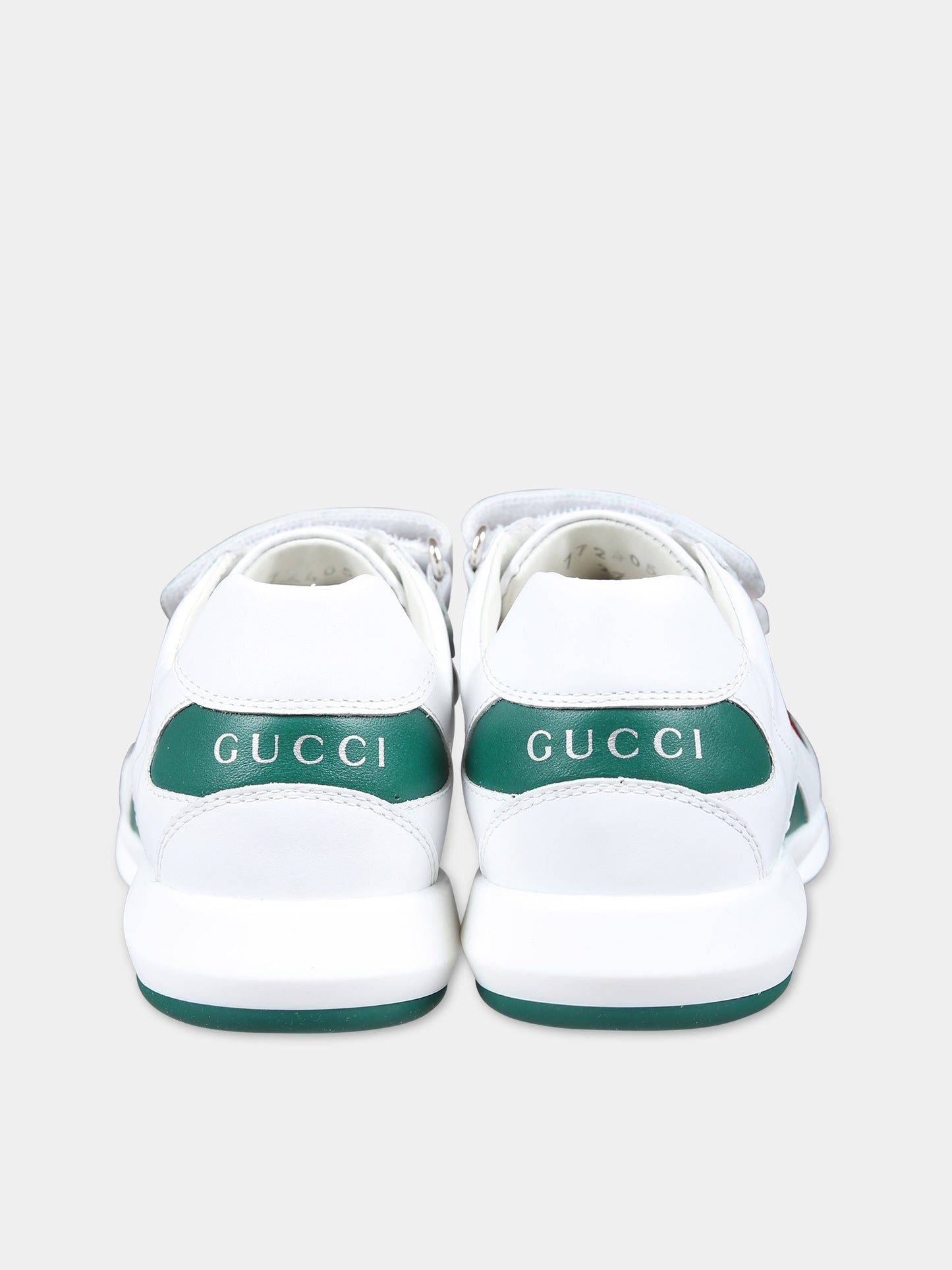 Sneakers bianche per bambini con dettaglio Web,Gucci Kids,772405 AAC45 3145