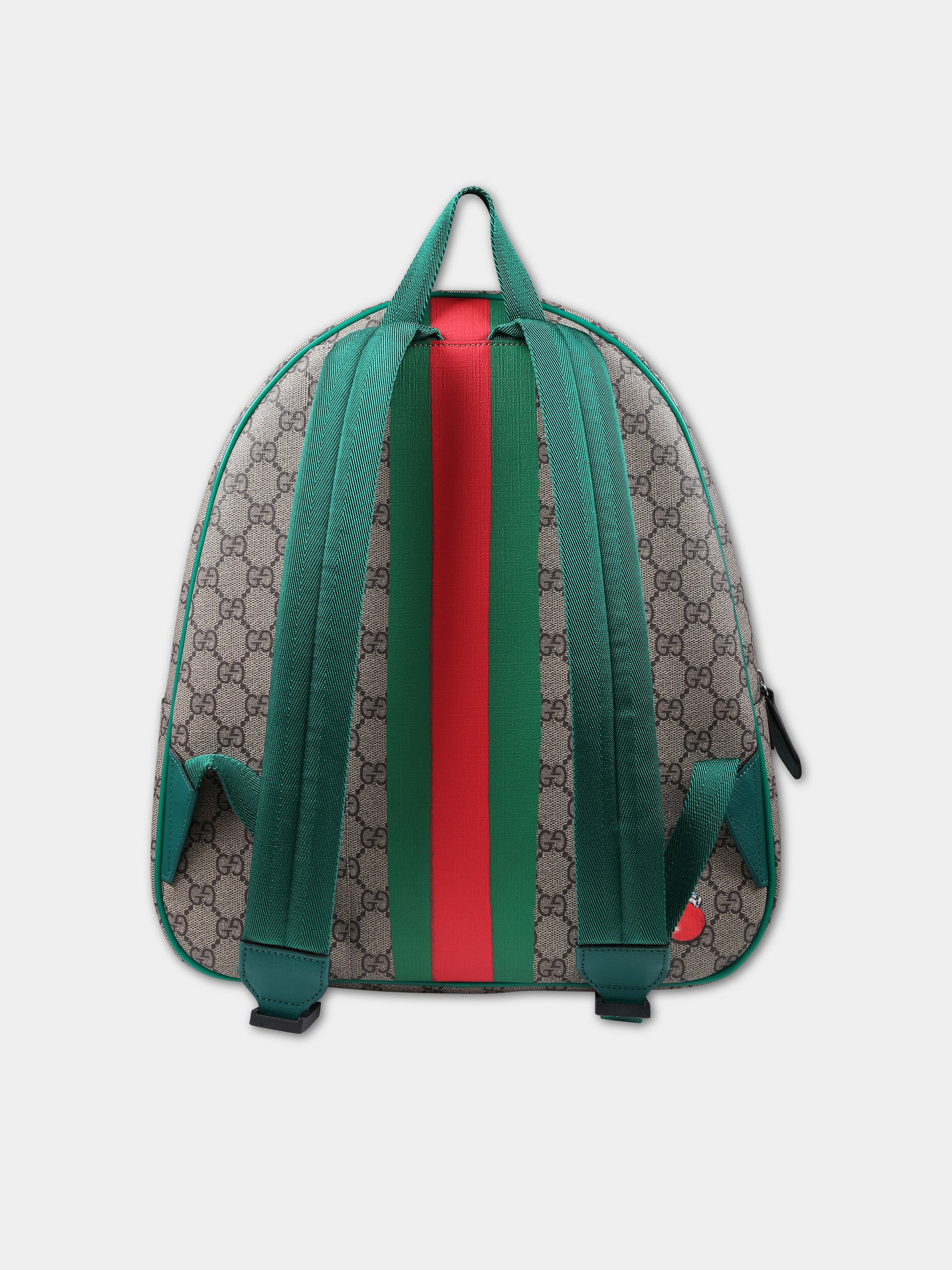 Zaino marrone per bambina con stampa mela e logo,Gucci Kids,433578 FACZT 8464