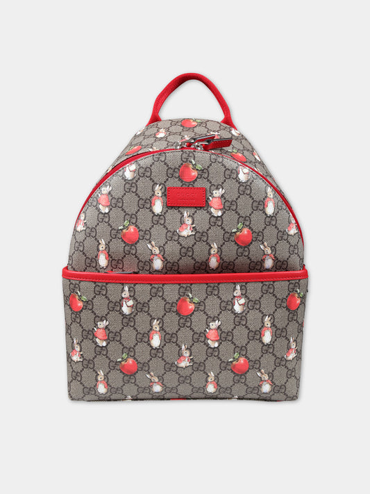 Zaino marrone per bambina con stampa,Gucci Kids,782708 FACZV 8465
