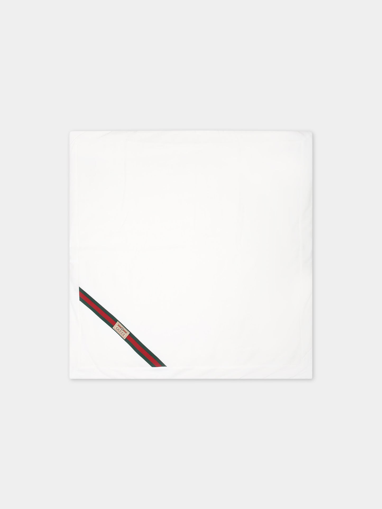 Coperta bianca per neonati con dettaglio Web e logo,Gucci Kids,774010 3KAAL 9200