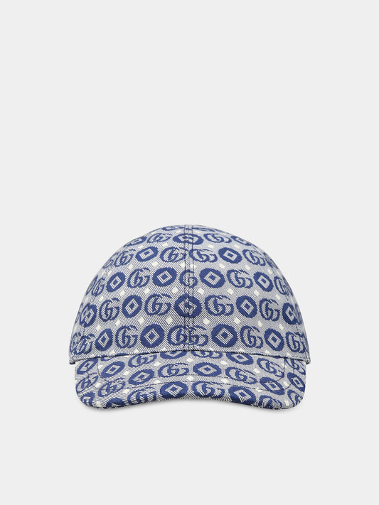 Cappello blu per neonata con doppia G,Gucci Kids,779186 3HAYU 4200